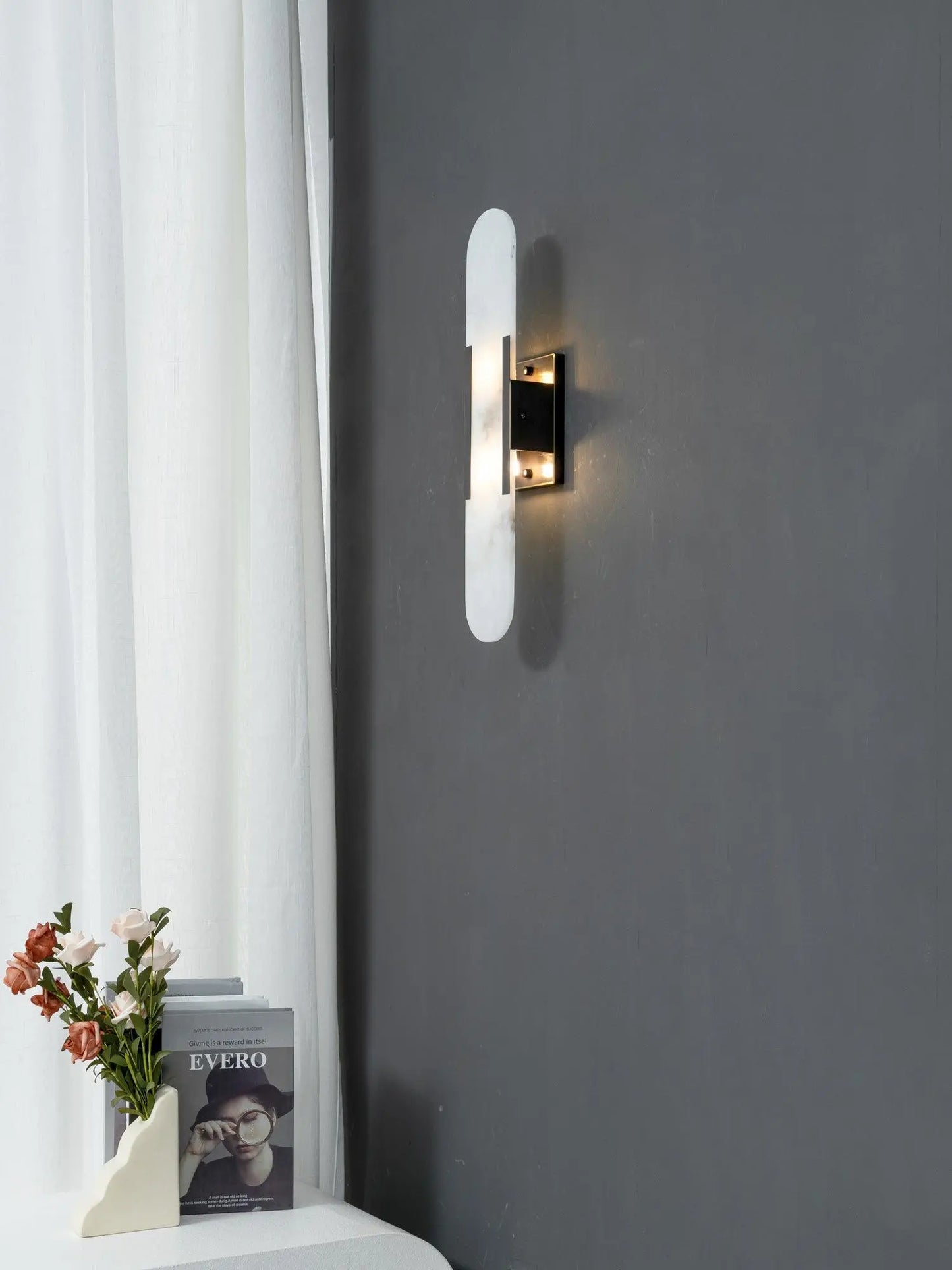 D. Oblong Alabaster Wall Sconce Erbstuk