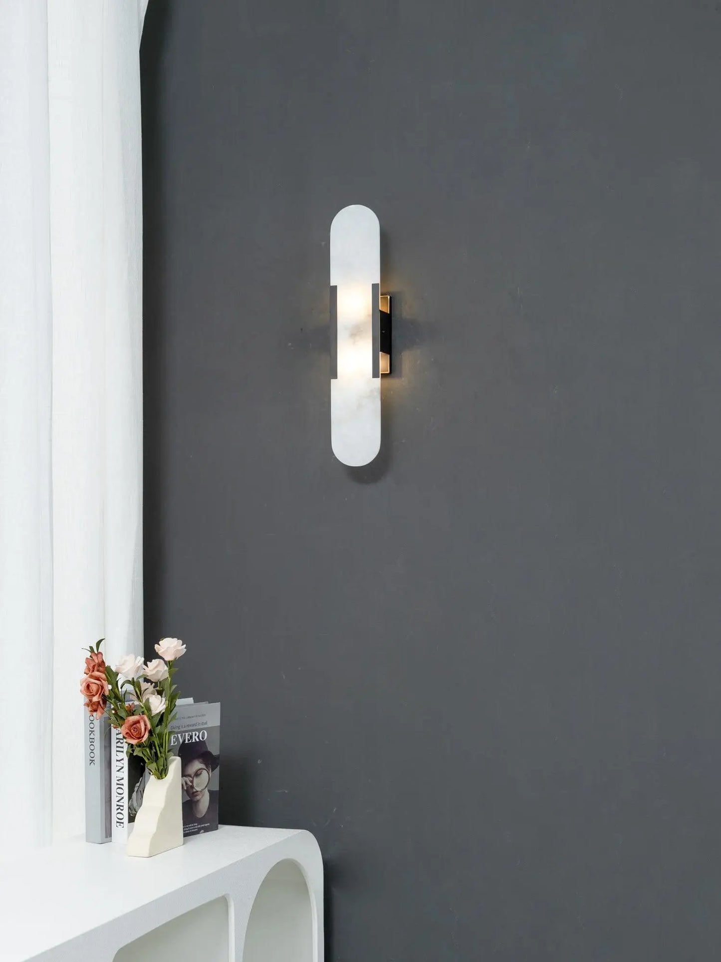 D. Oblong Alabaster Wall Sconce Erbstuk