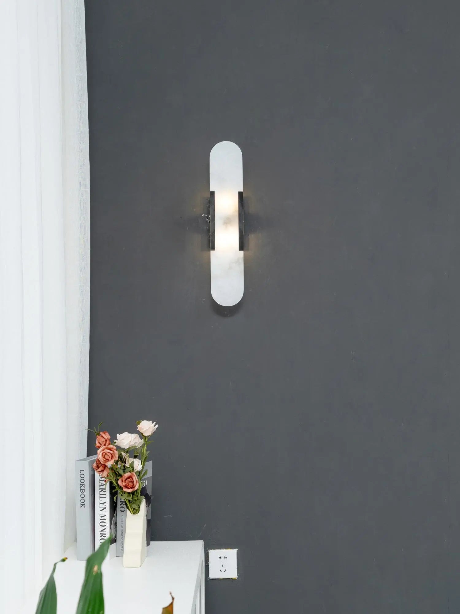 D. Oblong Alabaster Wall Sconce Erbstuk