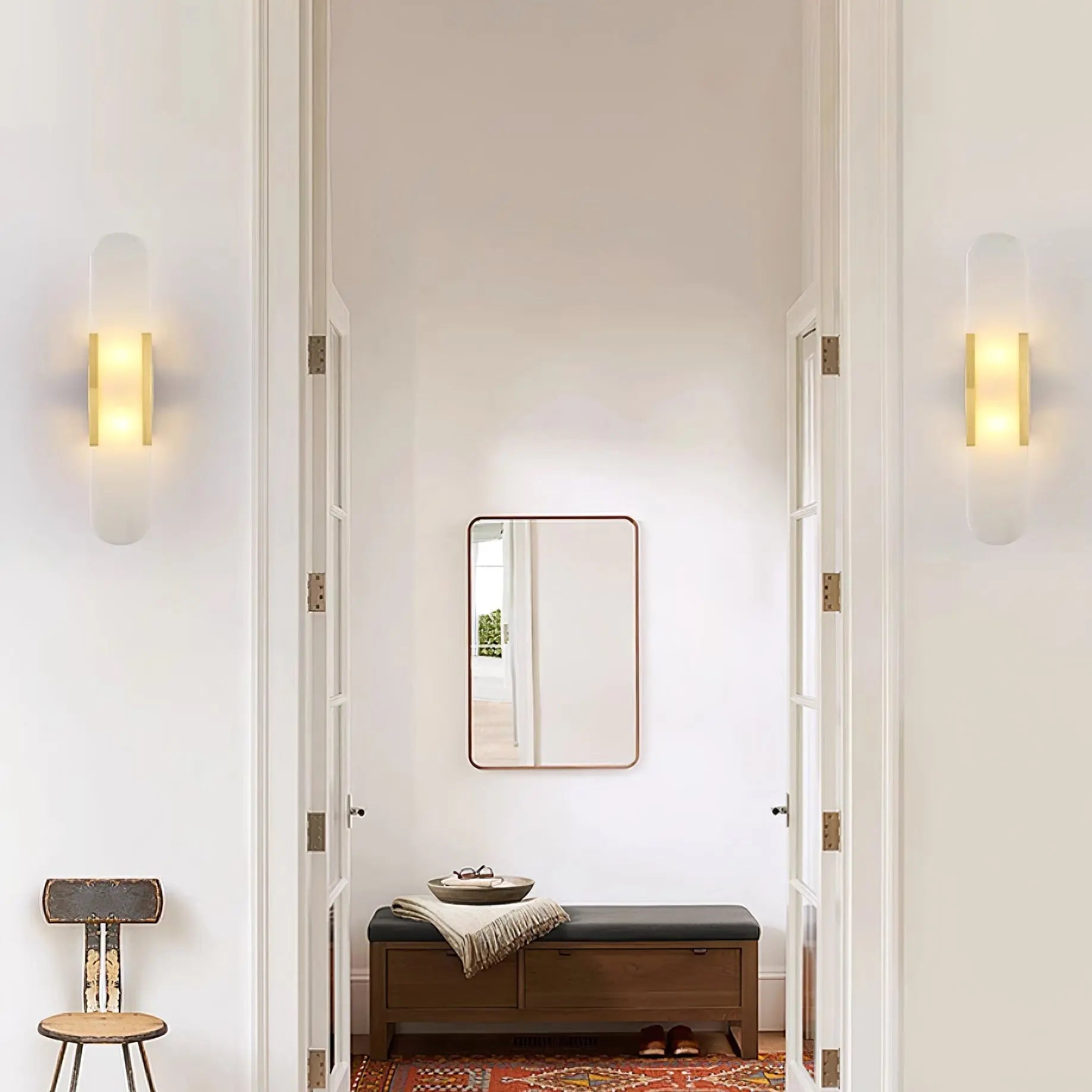 D. Oblong Alabaster Wall Sconce Erbstuk