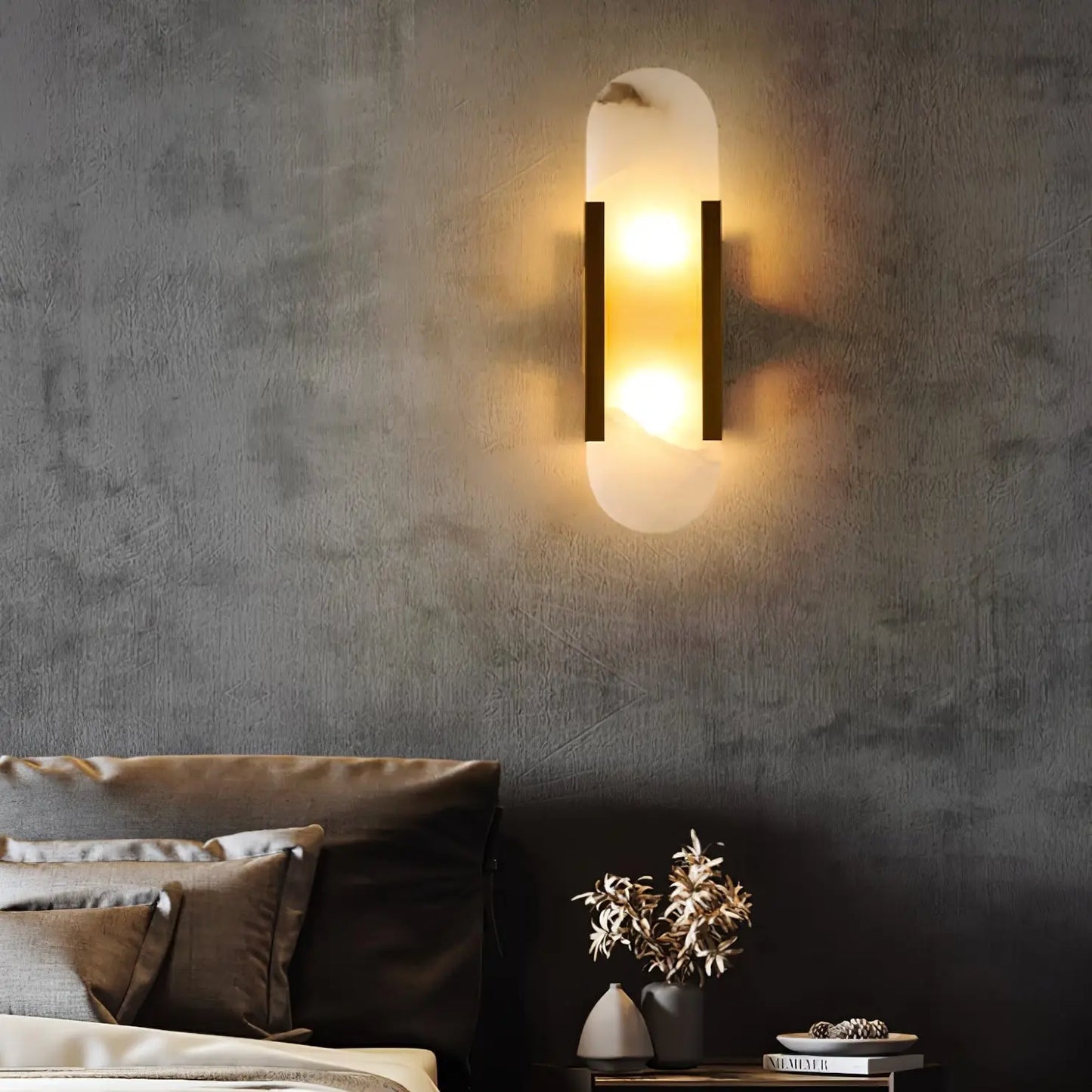 D. Oblong Alabaster Wall Sconce Erbstuk
