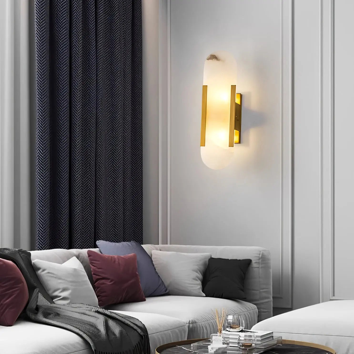D. Oblong Alabaster Wall Sconce Erbstuk
