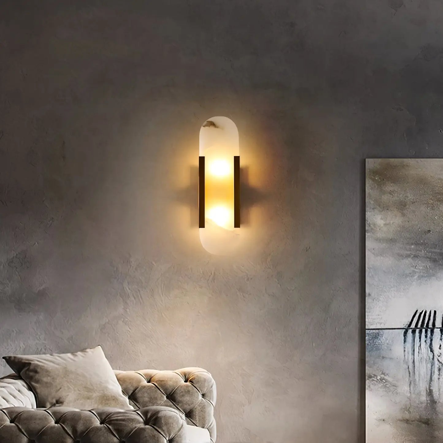 D. Oblong Alabaster Wall Sconce Erbstuk