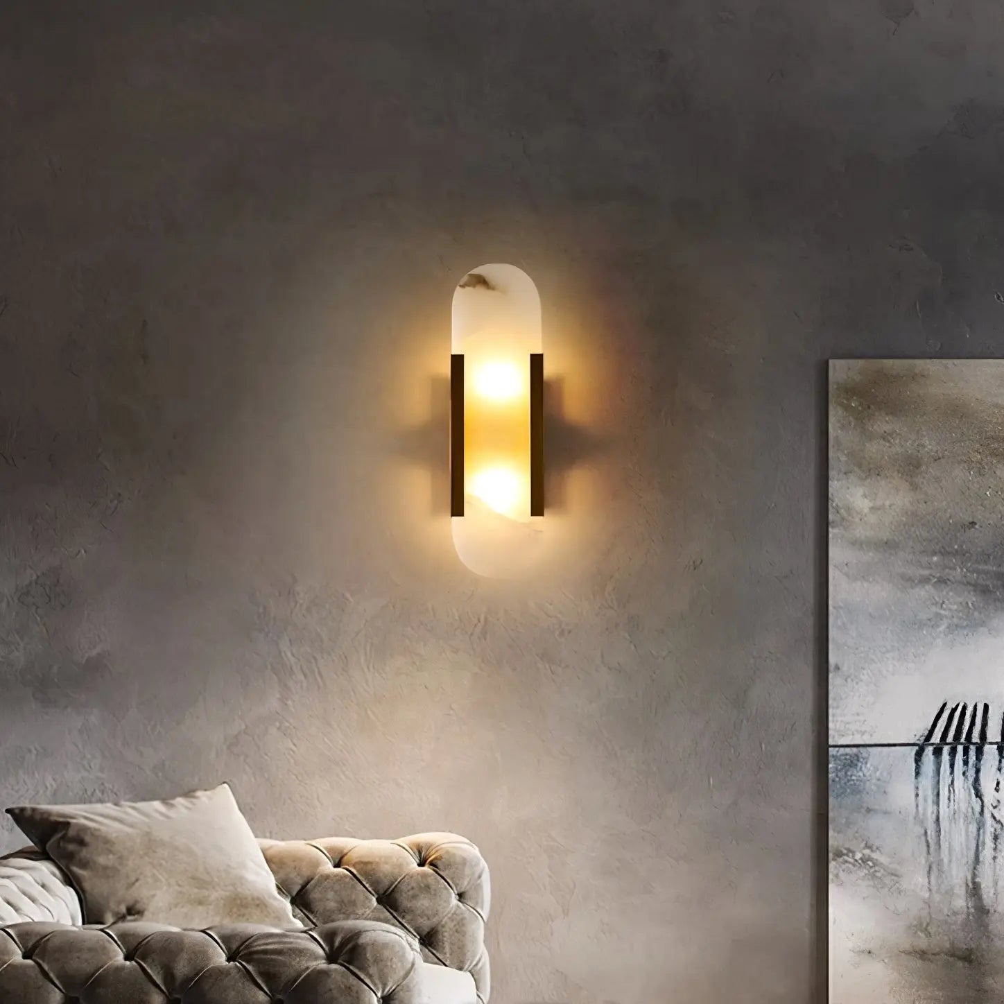 D. Oblong Alabaster Wall Sconce Erbstuk