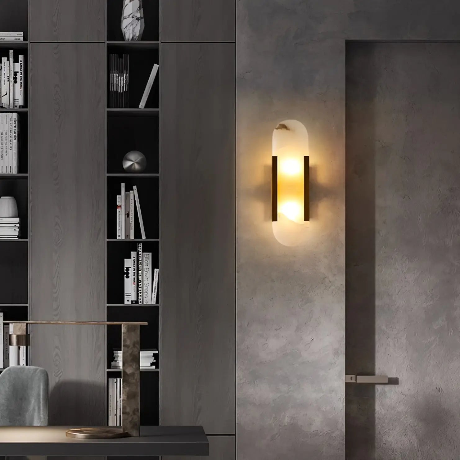 D. Oblong Alabaster Wall Sconce Erbstuk