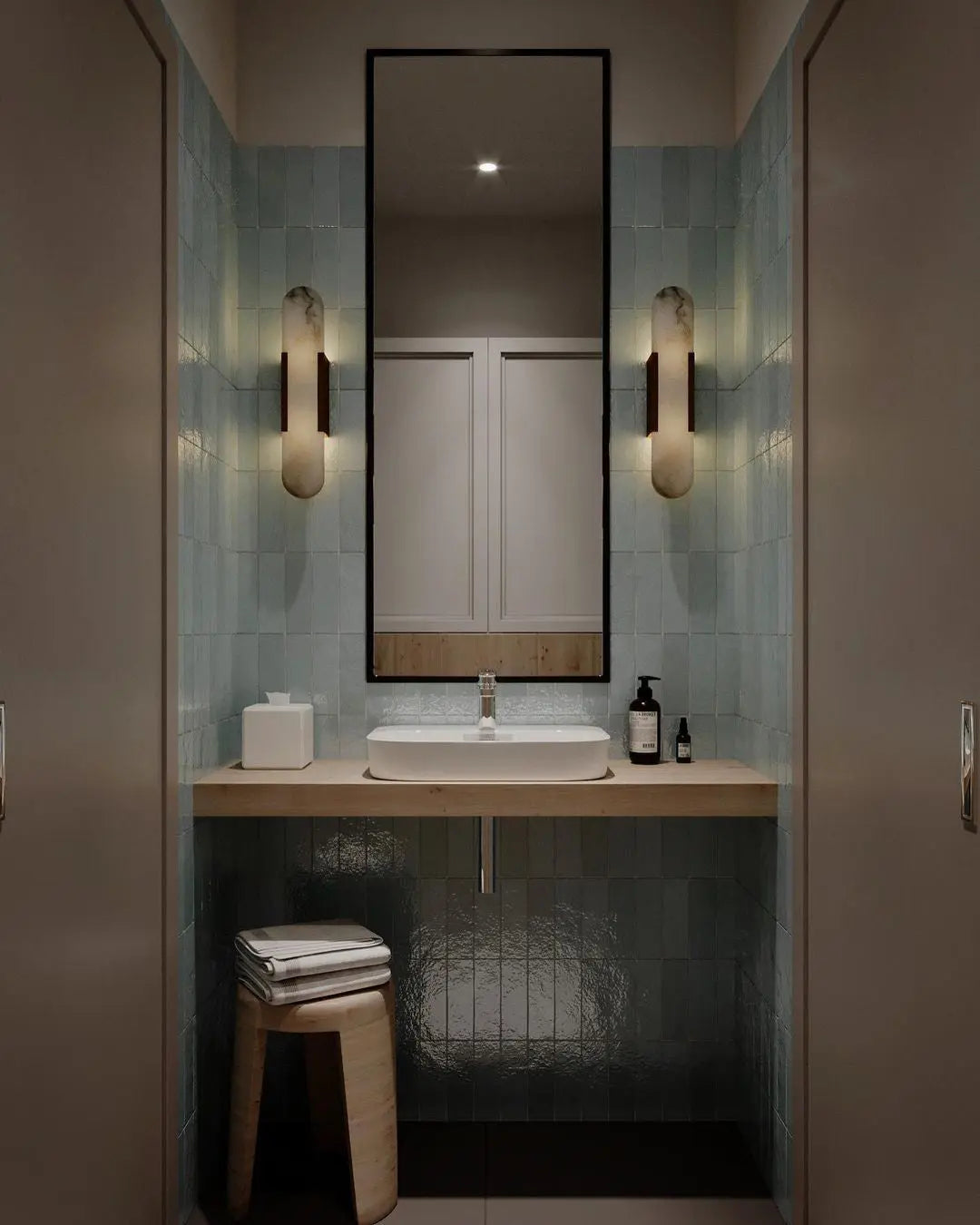 D. Oblong Alabaster Wall Sconce Erbstuk