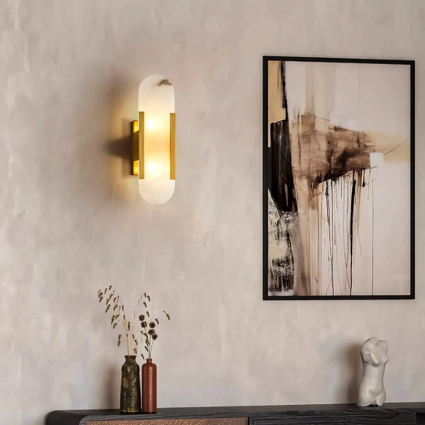 D. Oblong Alabaster Wall Sconce Erbstuk