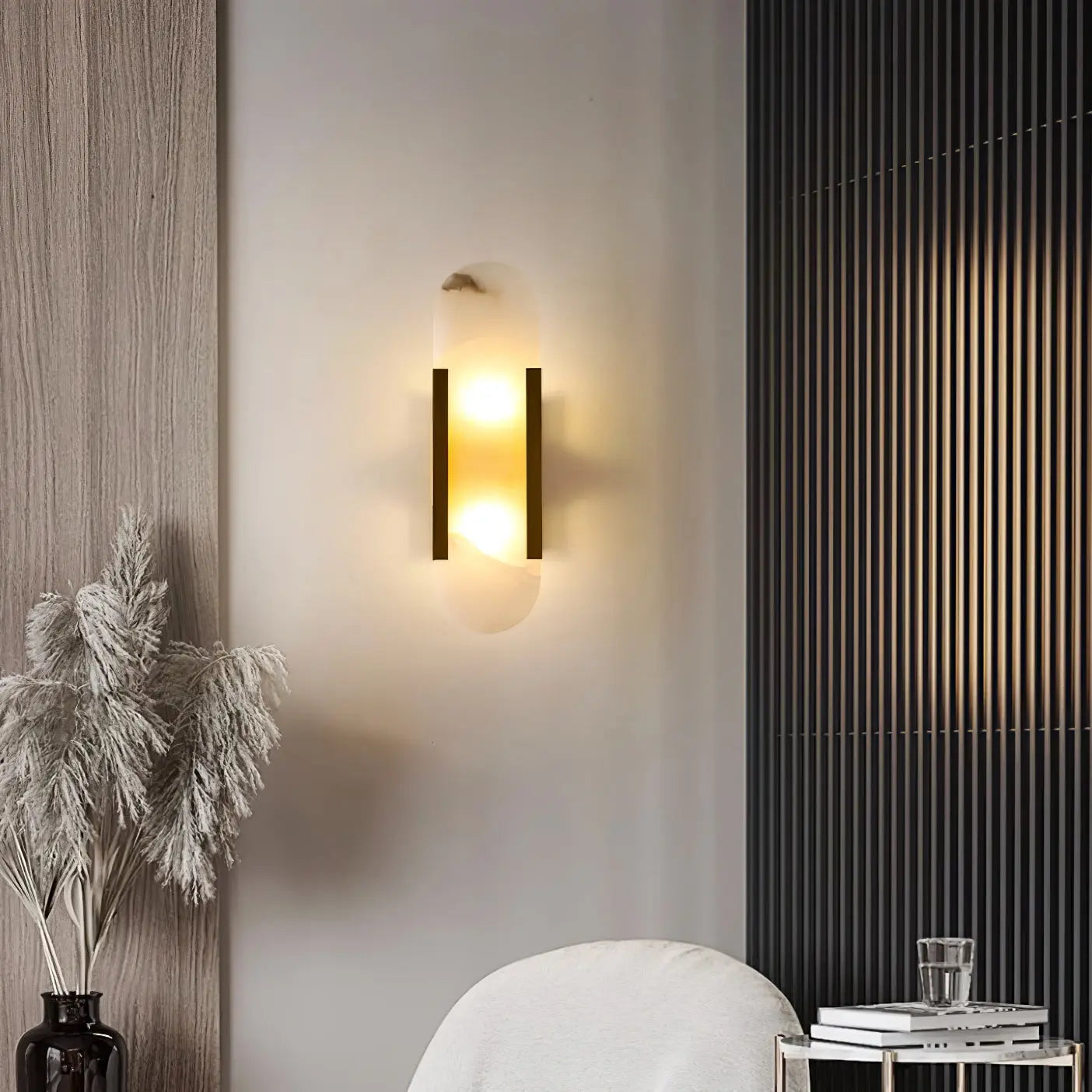 D. Oblong Alabaster Wall Sconce Erbstuk
