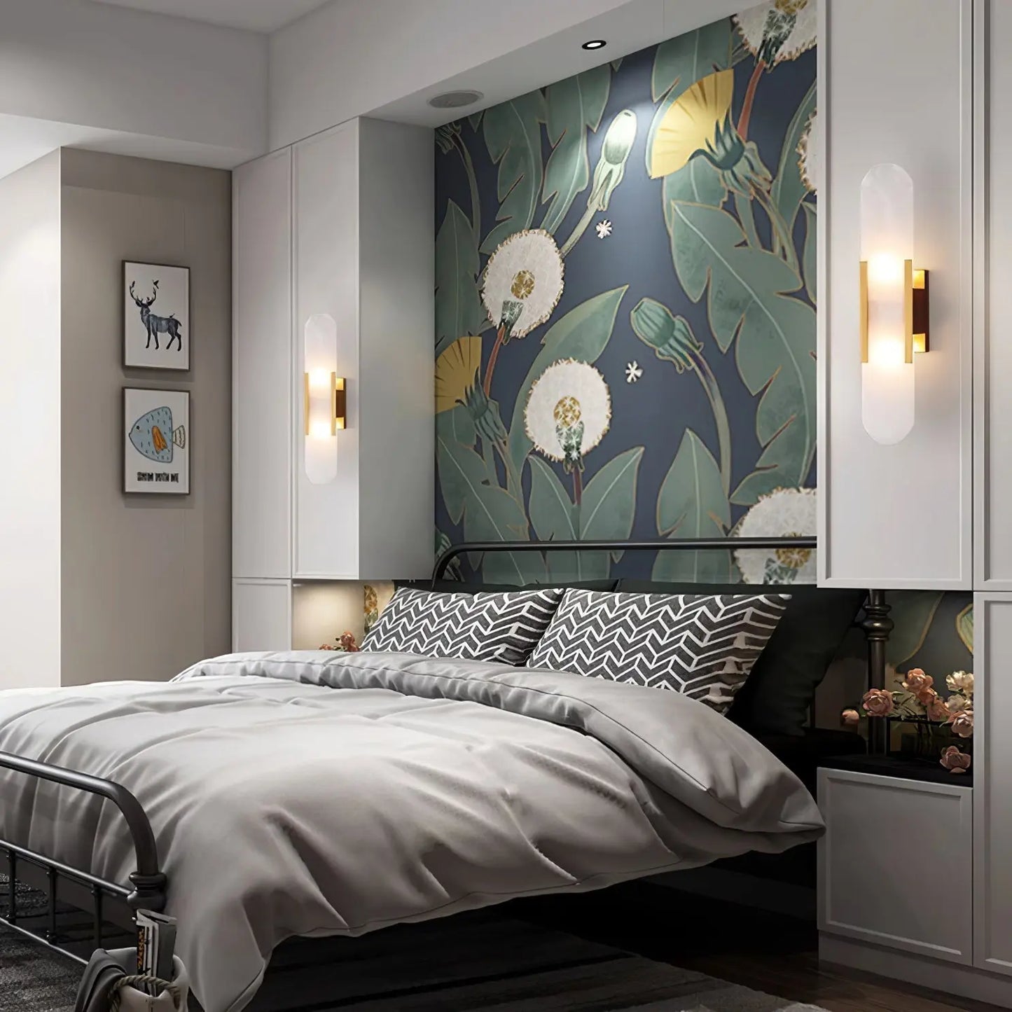 D. Oblong Alabaster Wall Sconce Erbstuk