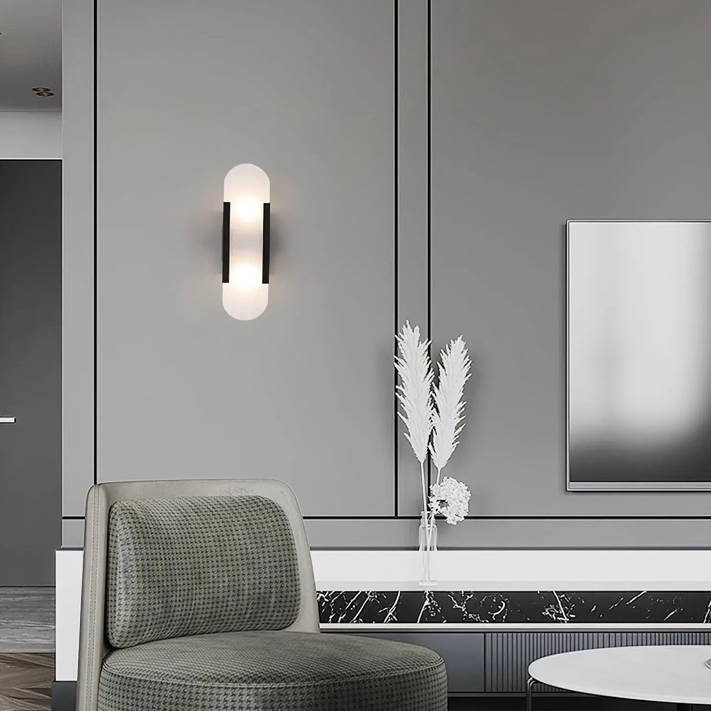 D. Oblong Alabaster Wall Sconce Erbstuk