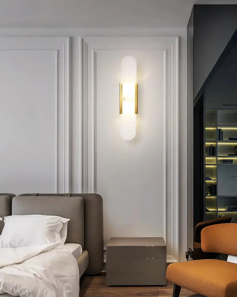D. Oblong Alabaster Wall Sconce Erbstuk