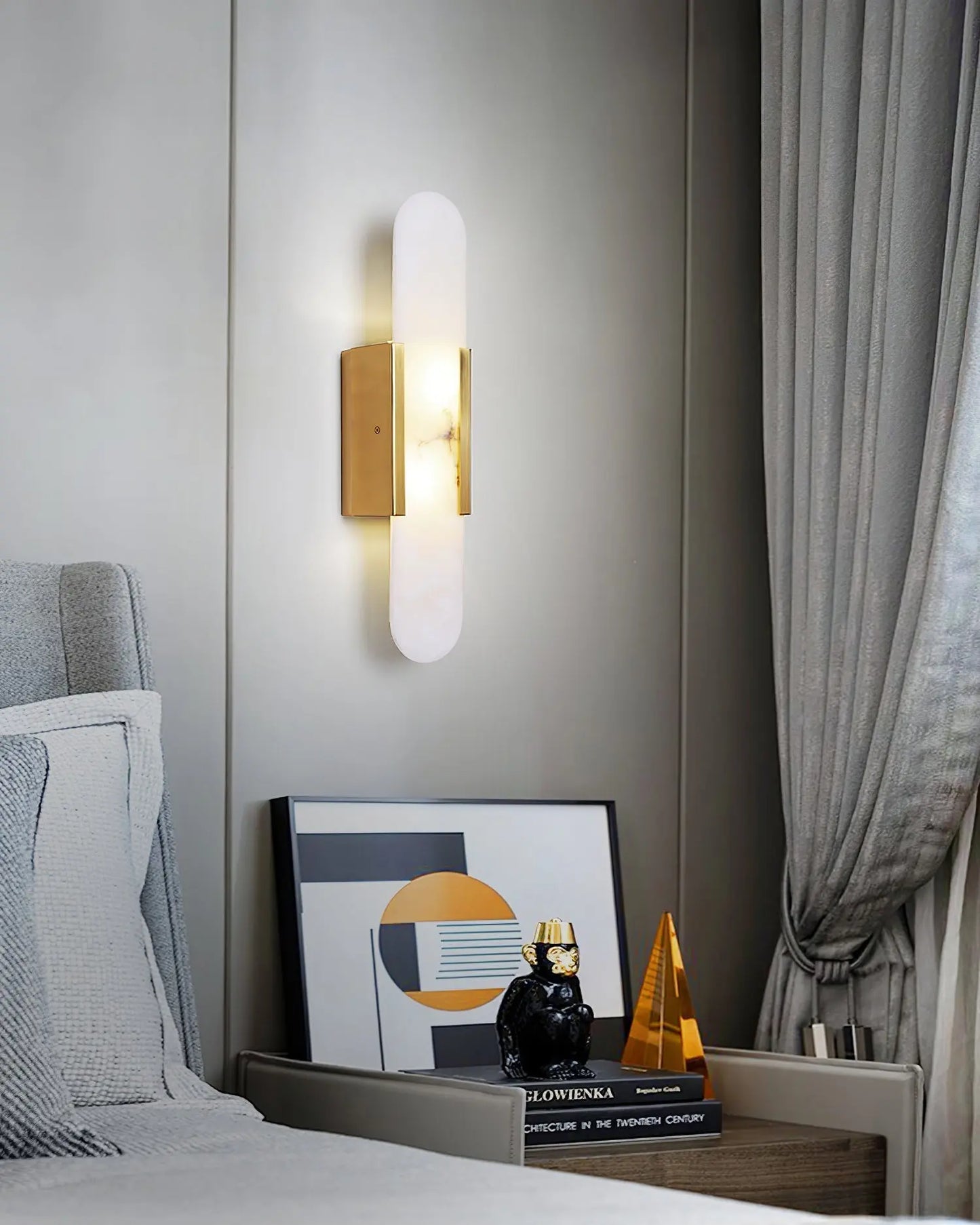 D. Oblong Alabaster Wall Sconce Erbstuk