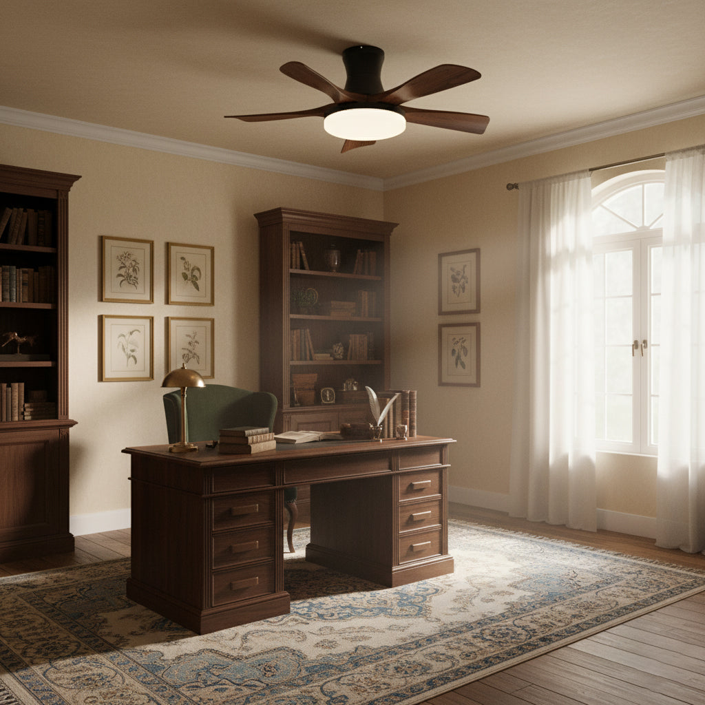 Organic Modern Flush Mount Ceiling Fan with LED Light