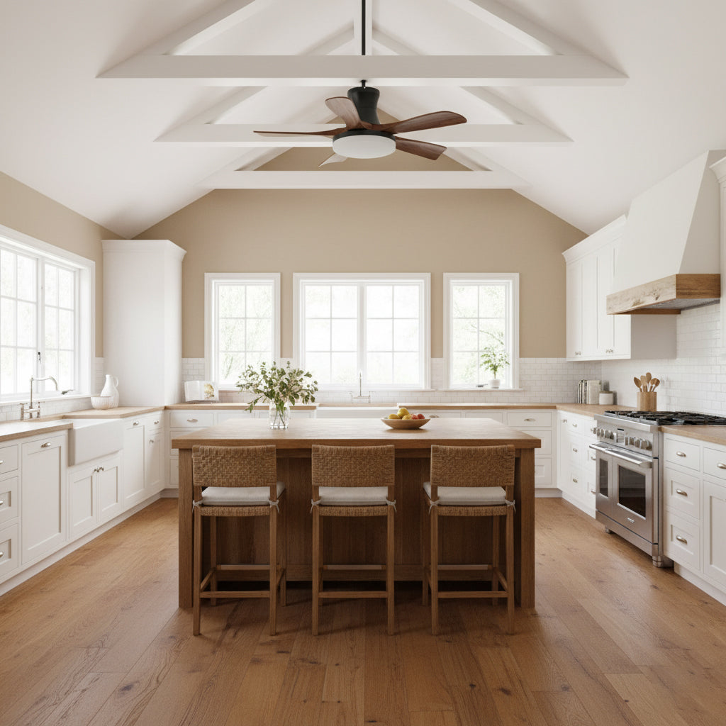 Organic Modern Flush Mount Ceiling Fan with LED Light