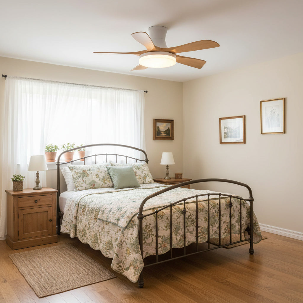 Organic Modern Flush Mount Ceiling Fan with LED Light