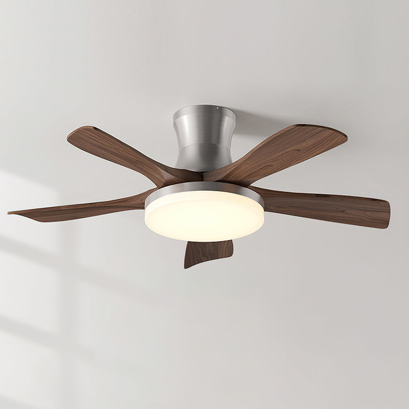 Organic Modern Flush Mount Ceiling Fan with LED Light