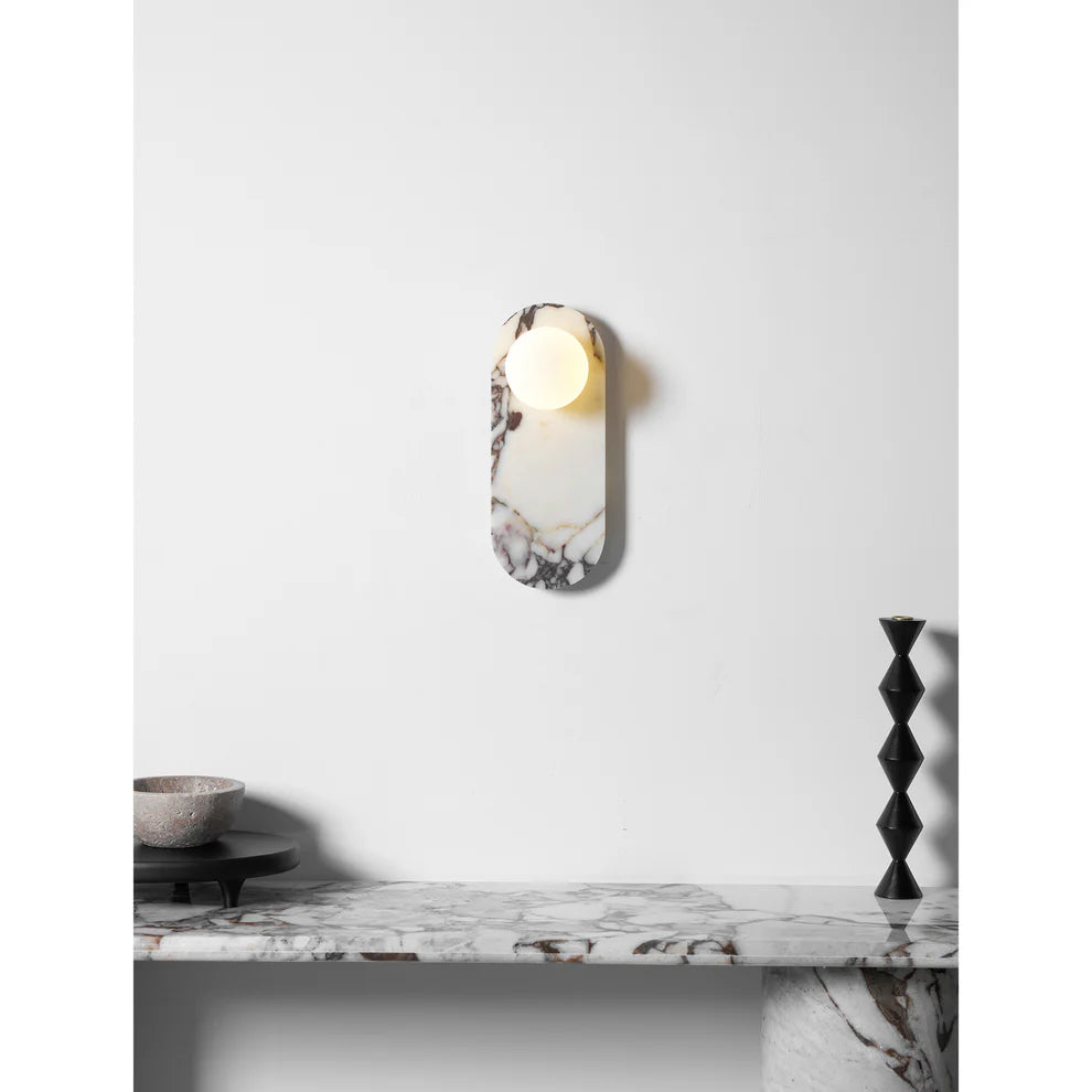 Aria Marble Wall Lamp — Modular Stone Sconce with Opaline Glass Globes