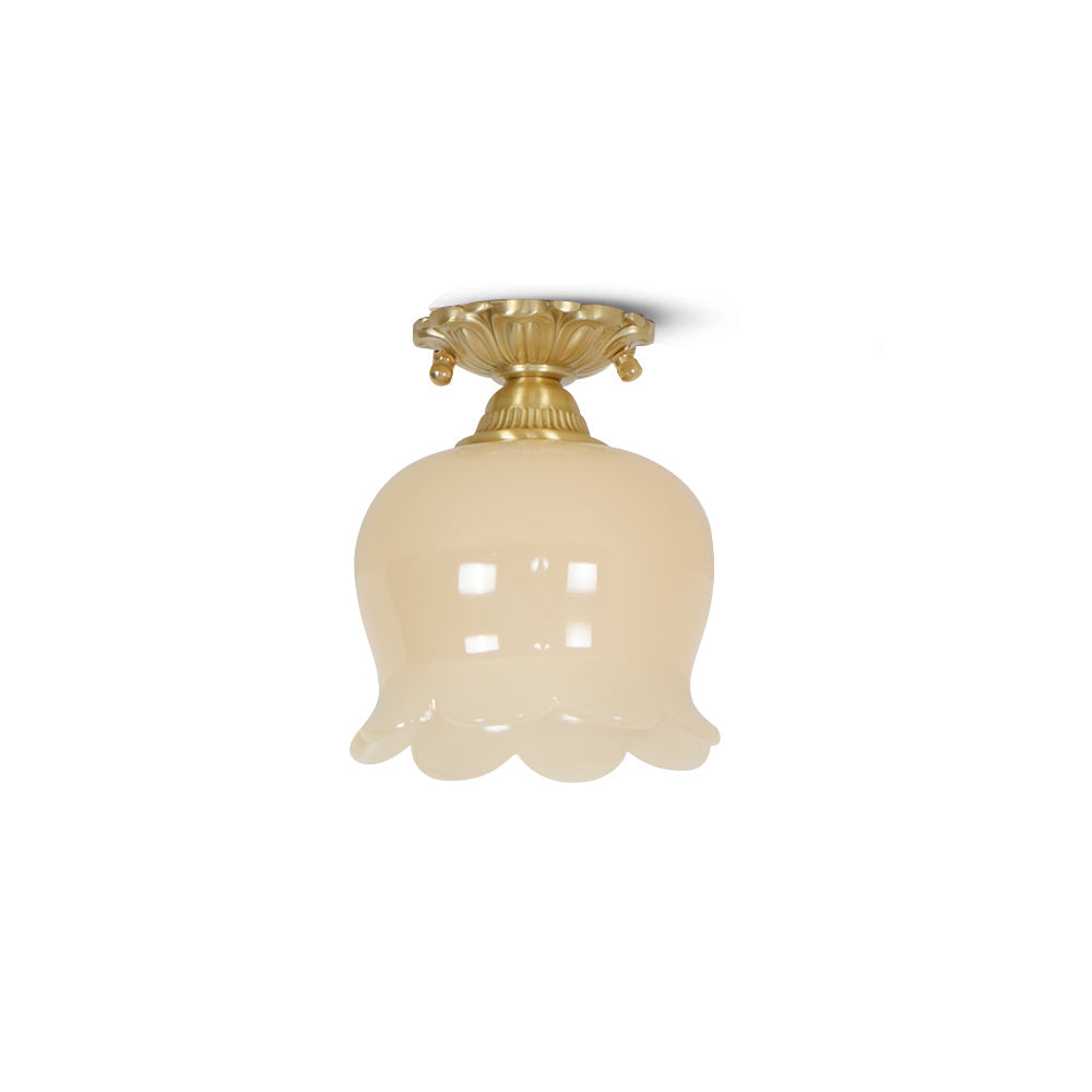 Tulip Brass Mini Flush Mount Ceiling Light