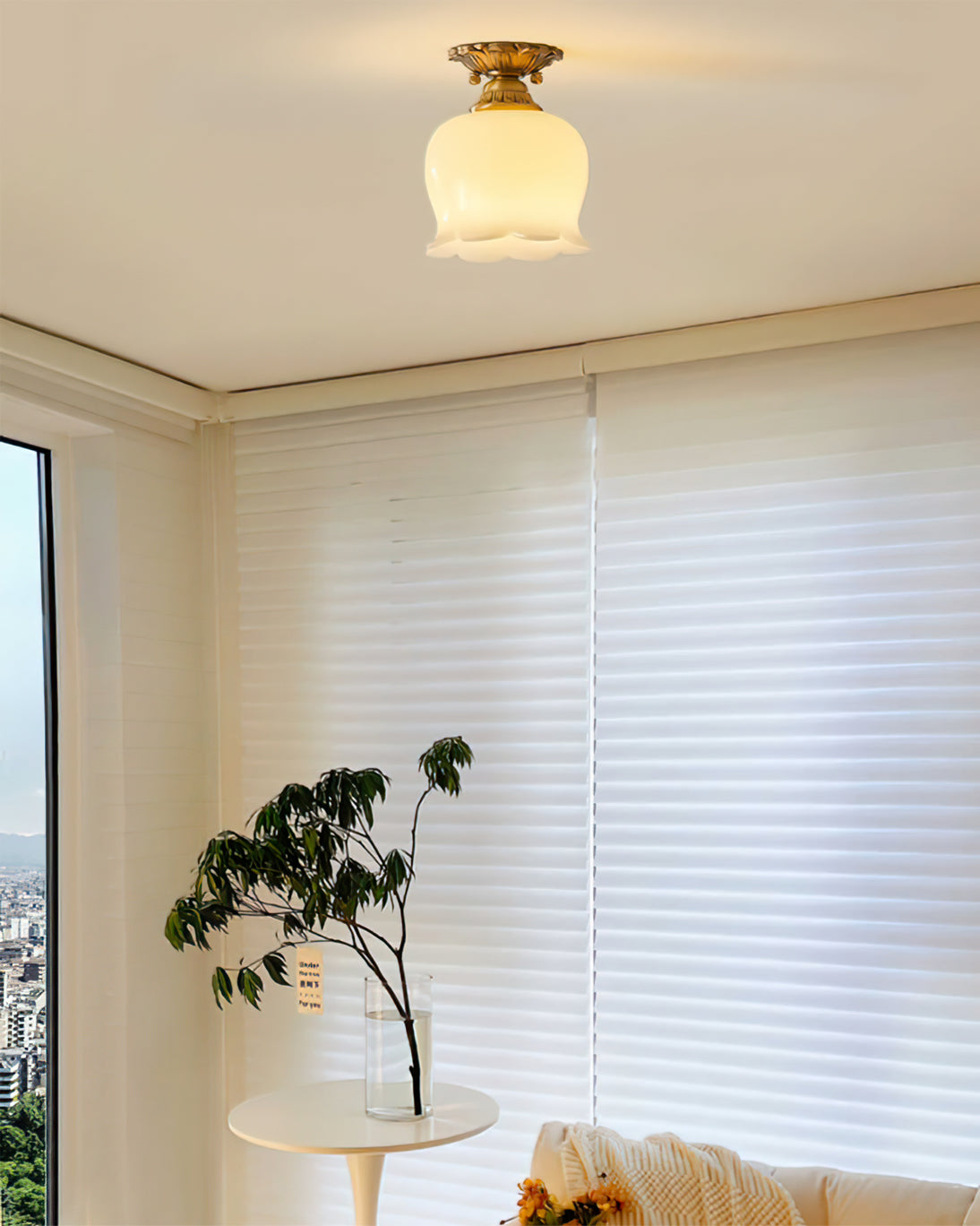 Tulip Brass Mini Flush Mount Ceiling Light