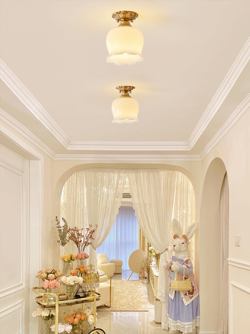 Tulip Brass Mini Flush Mount Ceiling Light