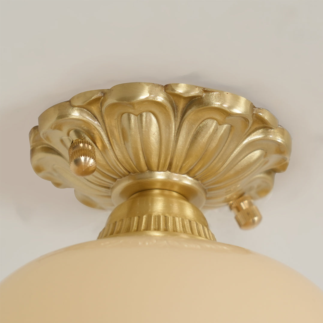 Tulip Brass Mini Flush Mount Ceiling Light