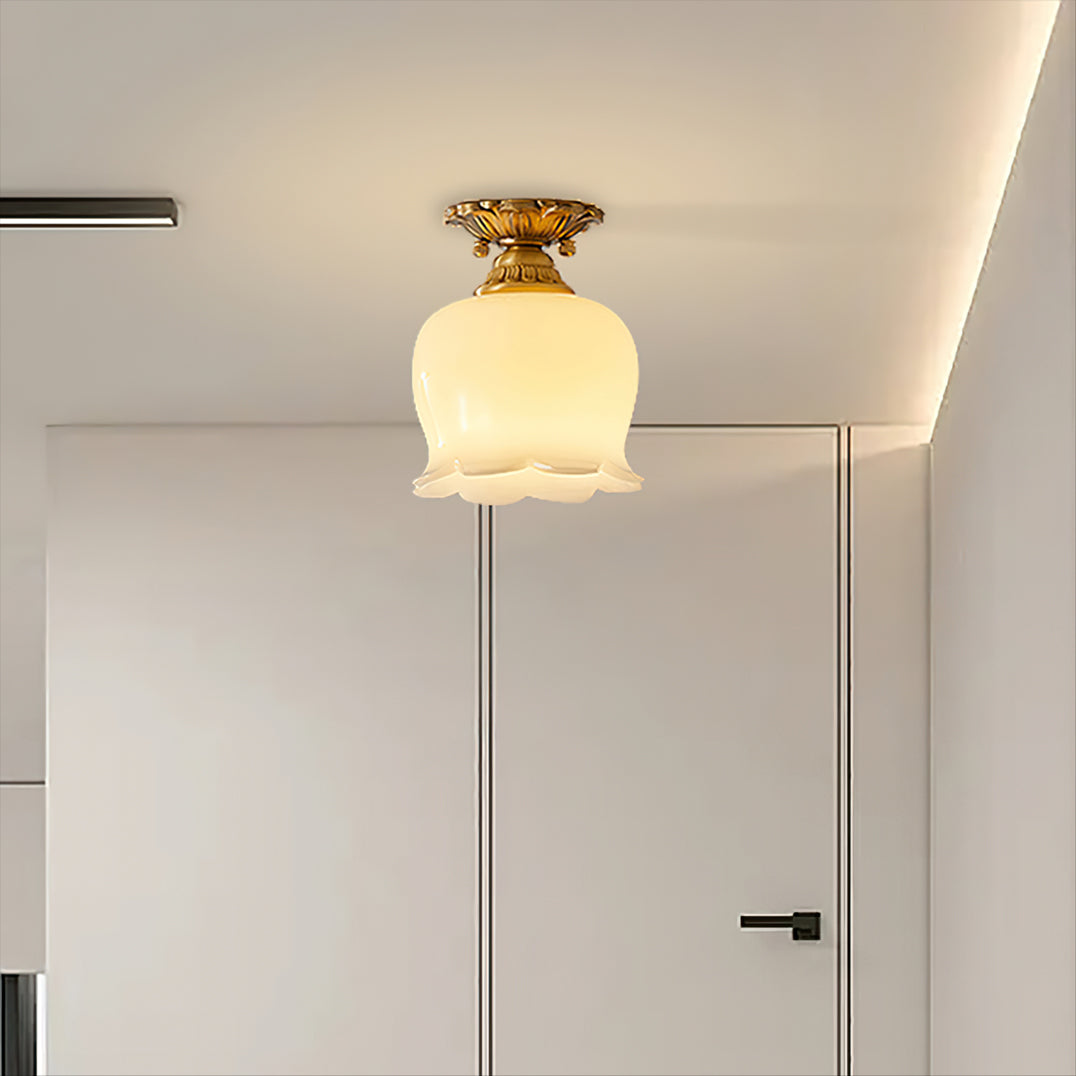 Tulip Brass Mini Flush Mount Ceiling Light