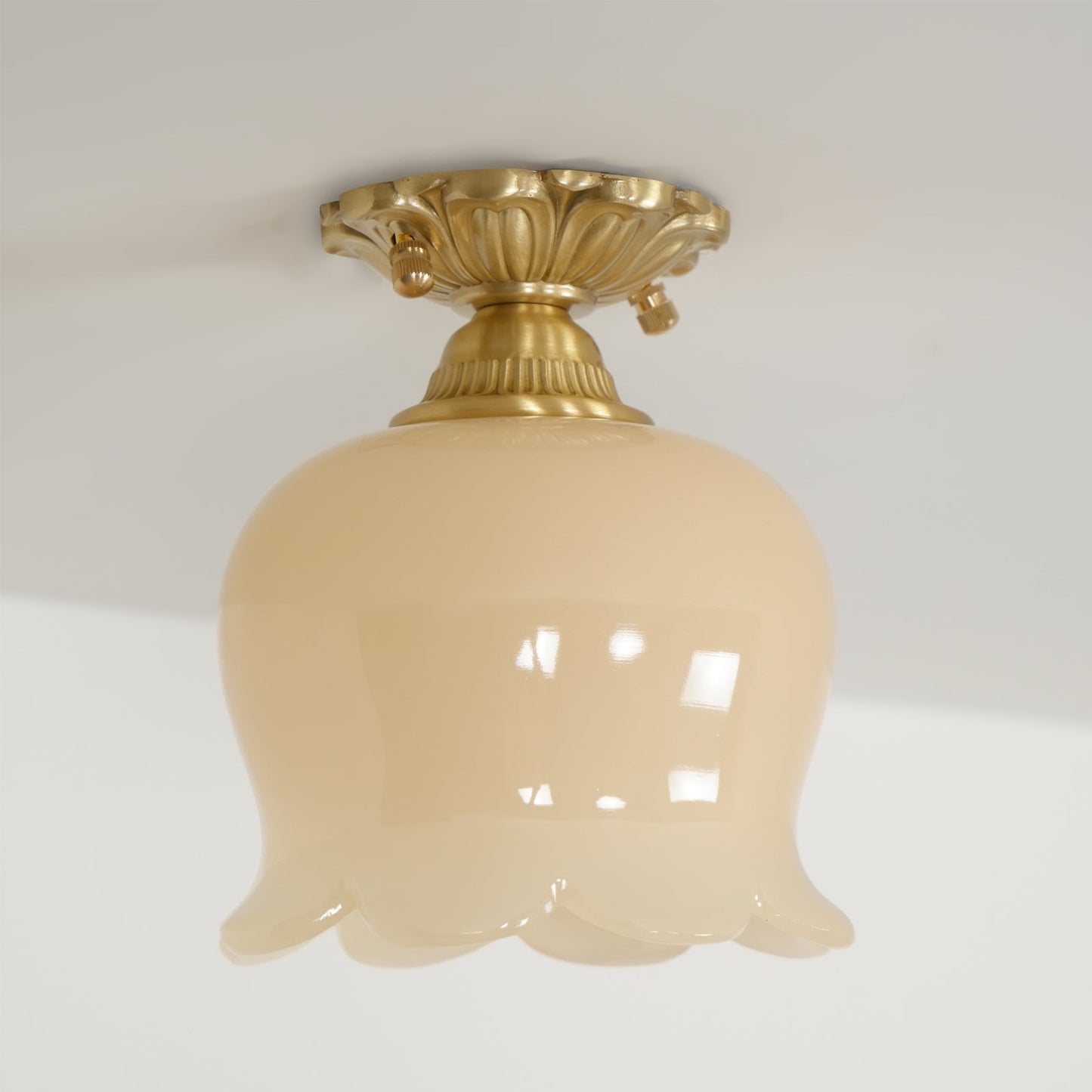 Tulip Brass Mini Flush Mount Ceiling Light