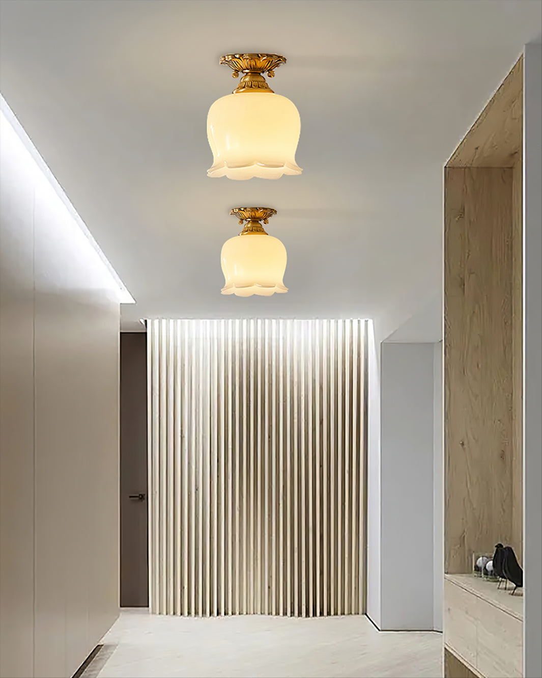 Tulip Brass Mini Flush Mount Ceiling Light