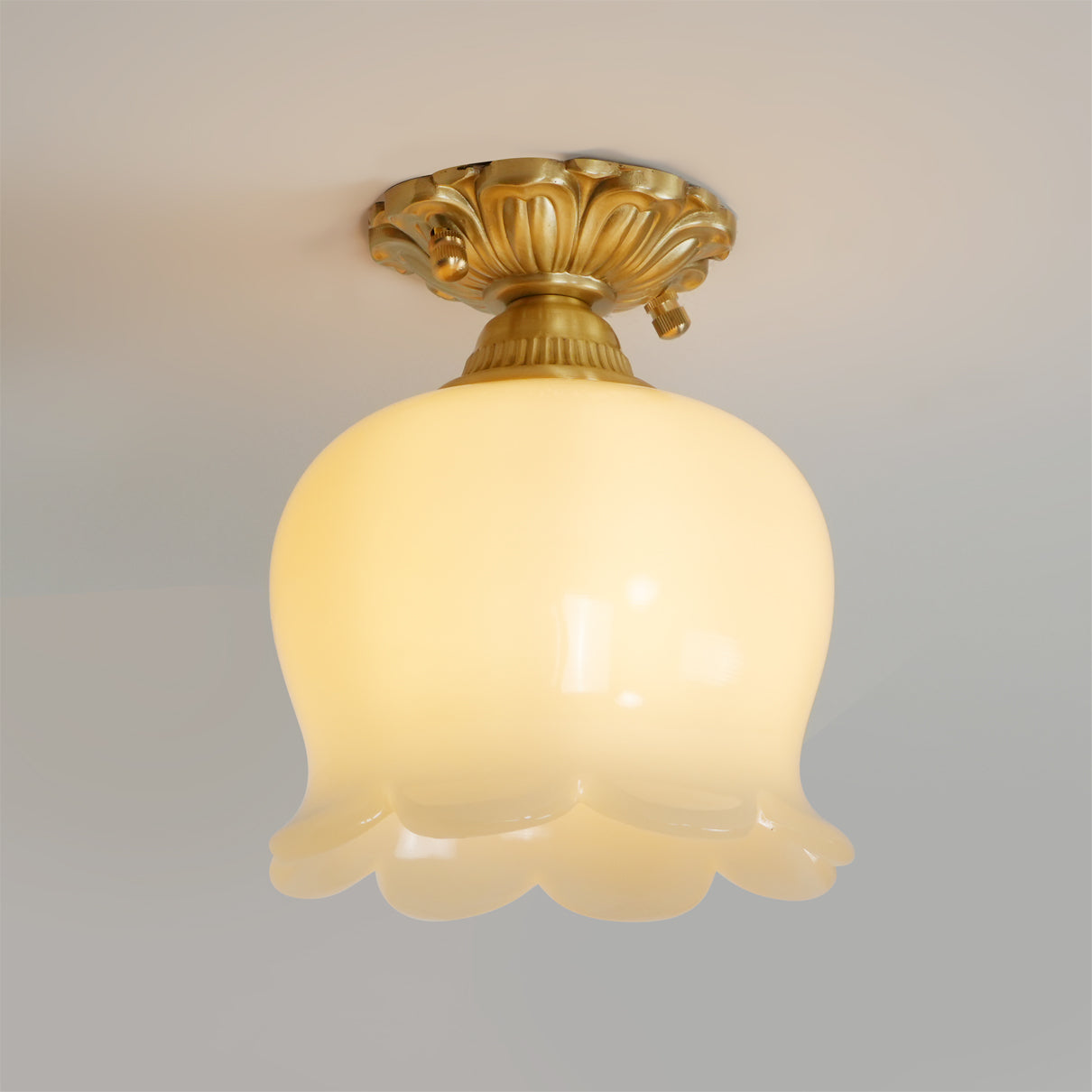 Tulip Brass Mini Flush Mount Ceiling Light