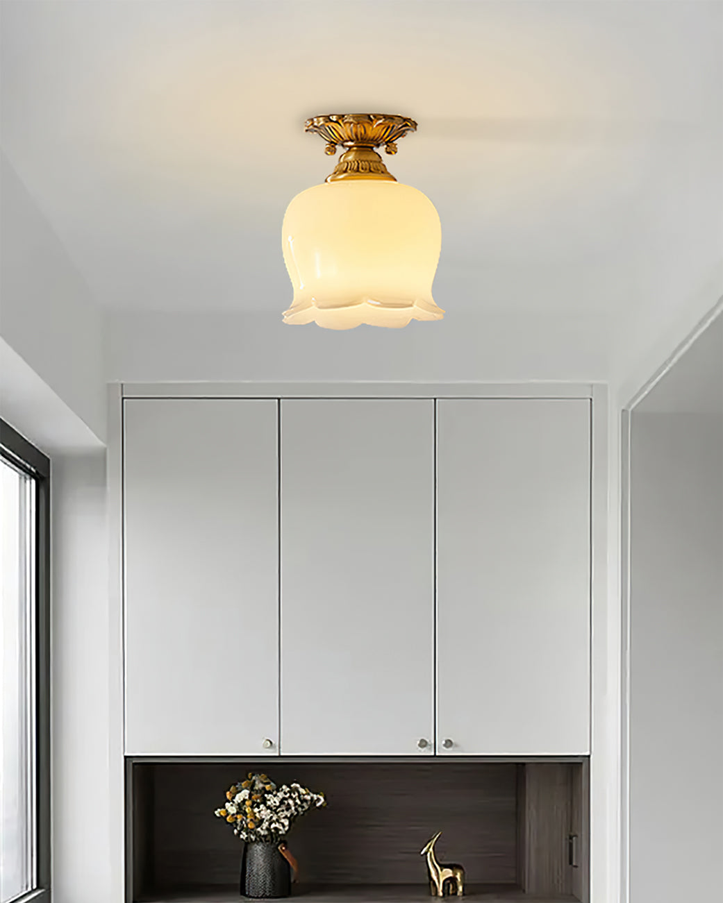Tulip Brass Mini Flush Mount Ceiling Light