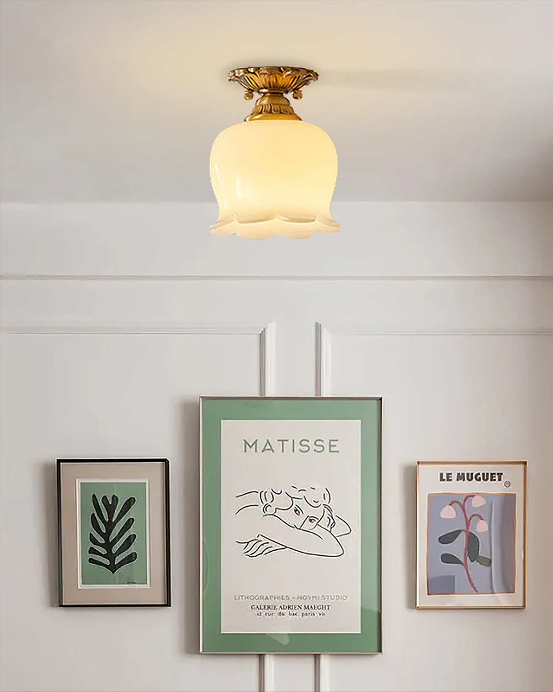 Tulip Brass Mini Flush Mount Ceiling Light