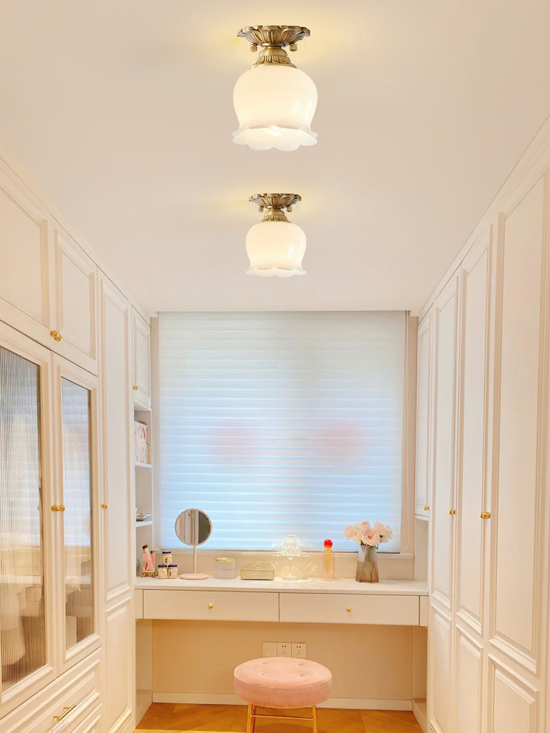 Tulip Brass Mini Flush Mount Ceiling Light