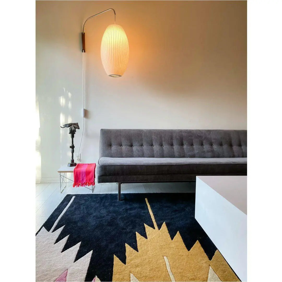 Silk Shade Flying Saucer Wall Sconce — Mid-Century Modern LED Wall Lamp with Swing Arm for Bedroom, Living Room, Study and Reading Nook, Walnut and Chrome Accent Erbstuk