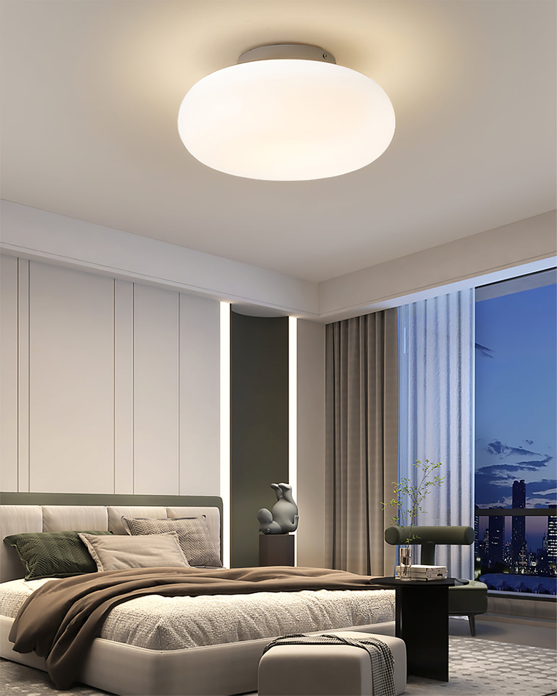 Opal Glass Ellipsoid Flush Mount Ceiling Light
