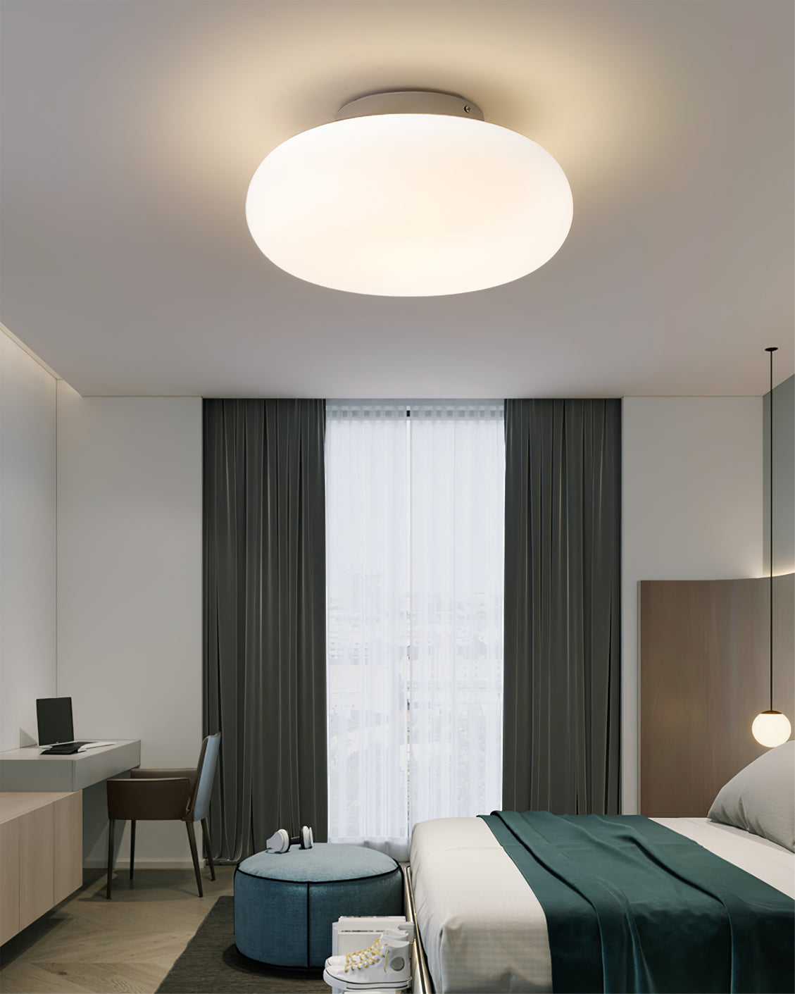 Opal Glass Ellipsoid Flush Mount Ceiling Light
