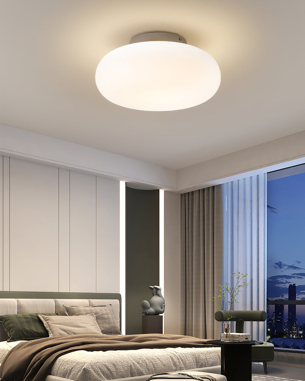 Opal Glass Ellipsoid Flush Mount Ceiling Light