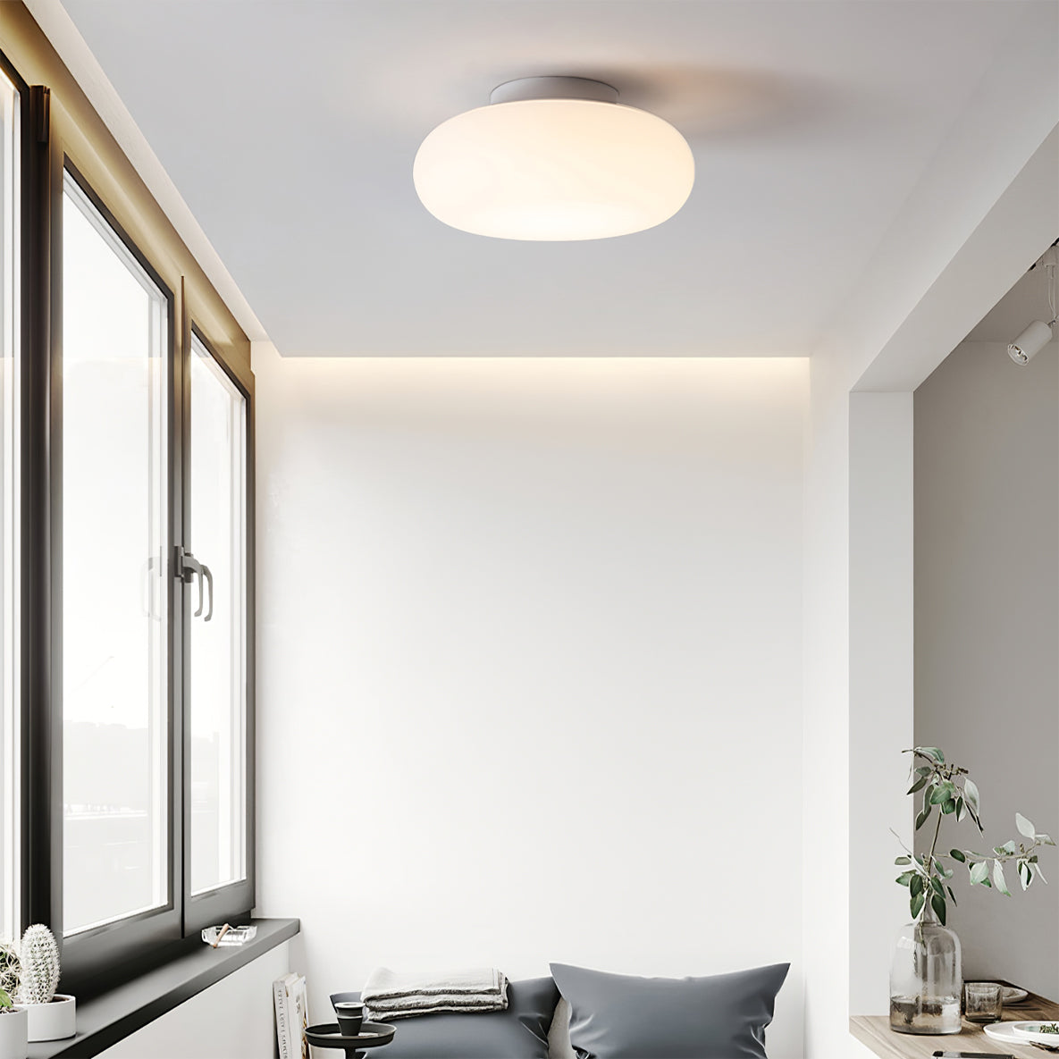 Opal Glass Ellipsoid Flush Mount Ceiling Light