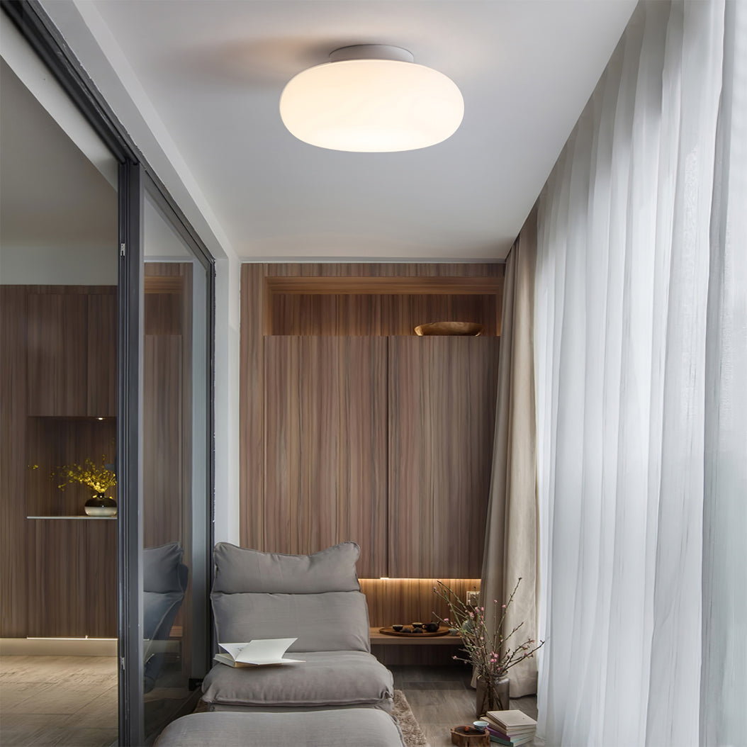 Opal Glass Ellipsoid Flush Mount Ceiling Light