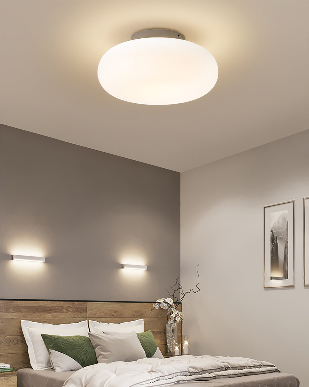 Opal Glass Ellipsoid Flush Mount Ceiling Light