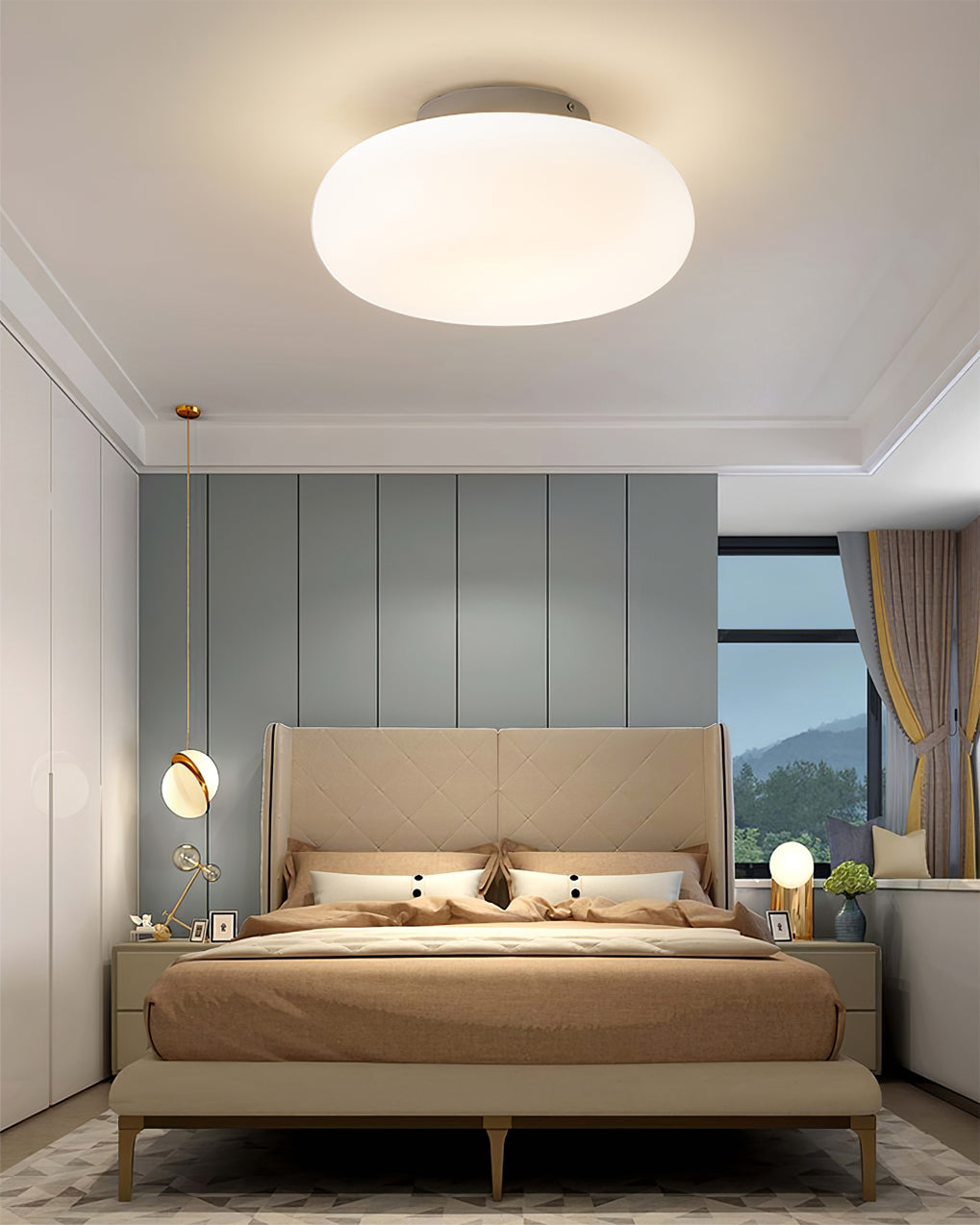 Opal Glass Ellipsoid Flush Mount Ceiling Light