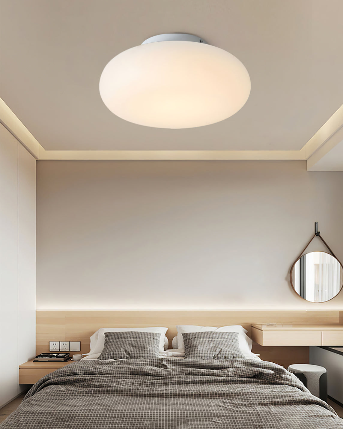 Opal Glass Ellipsoid Flush Mount Ceiling Light