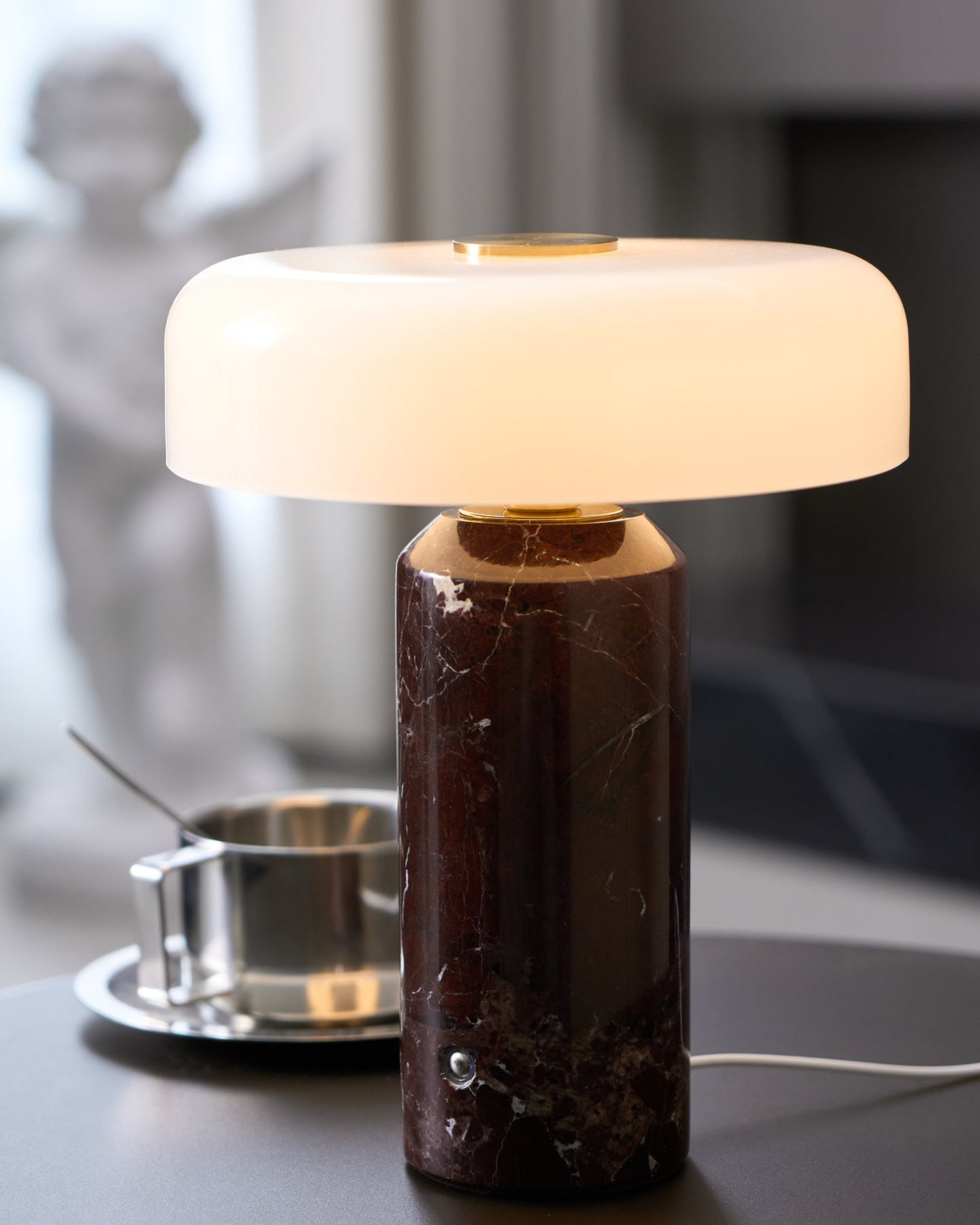 Marble and Glass Cordless Table Lamp
