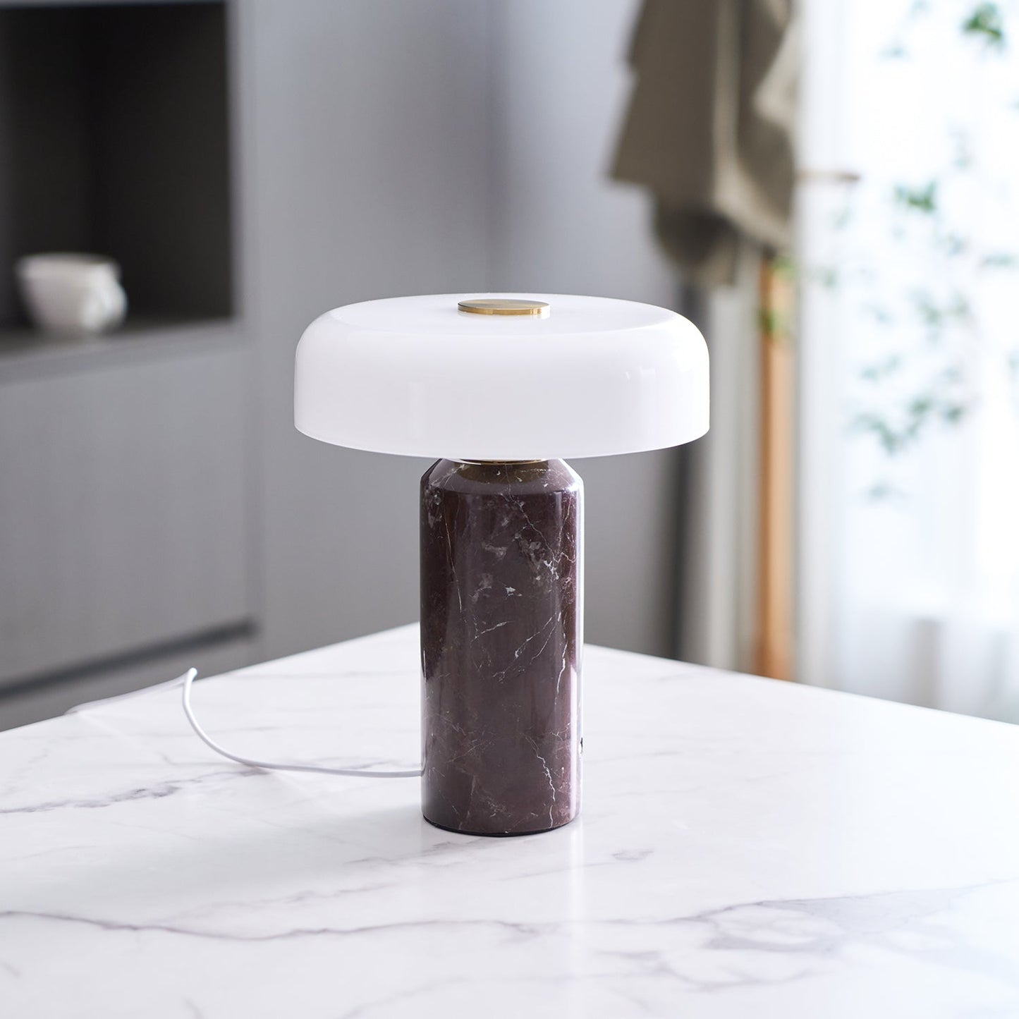 Marble and Glass Cordless Table Lamp