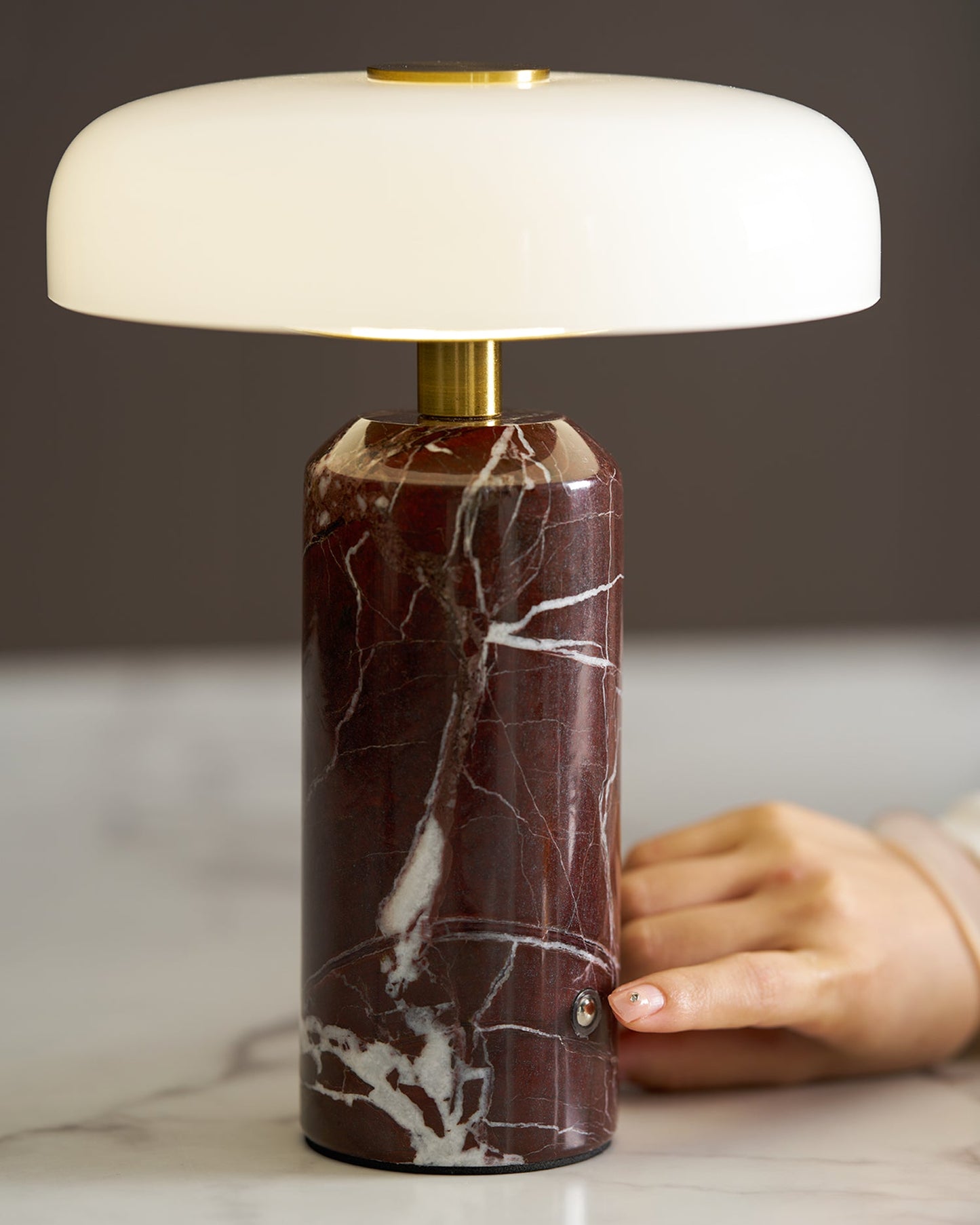 Marble and Glass Cordless Table Lamp