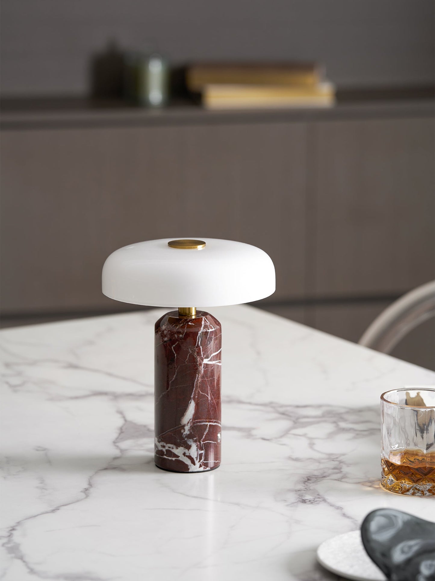 Marble and Glass Cordless Table Lamp