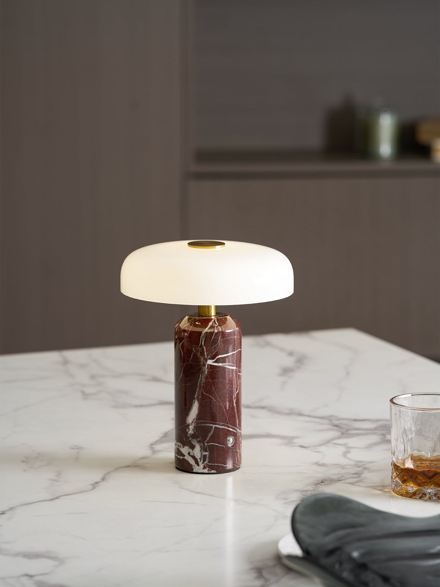 Marble and Glass Cordless Table Lamp