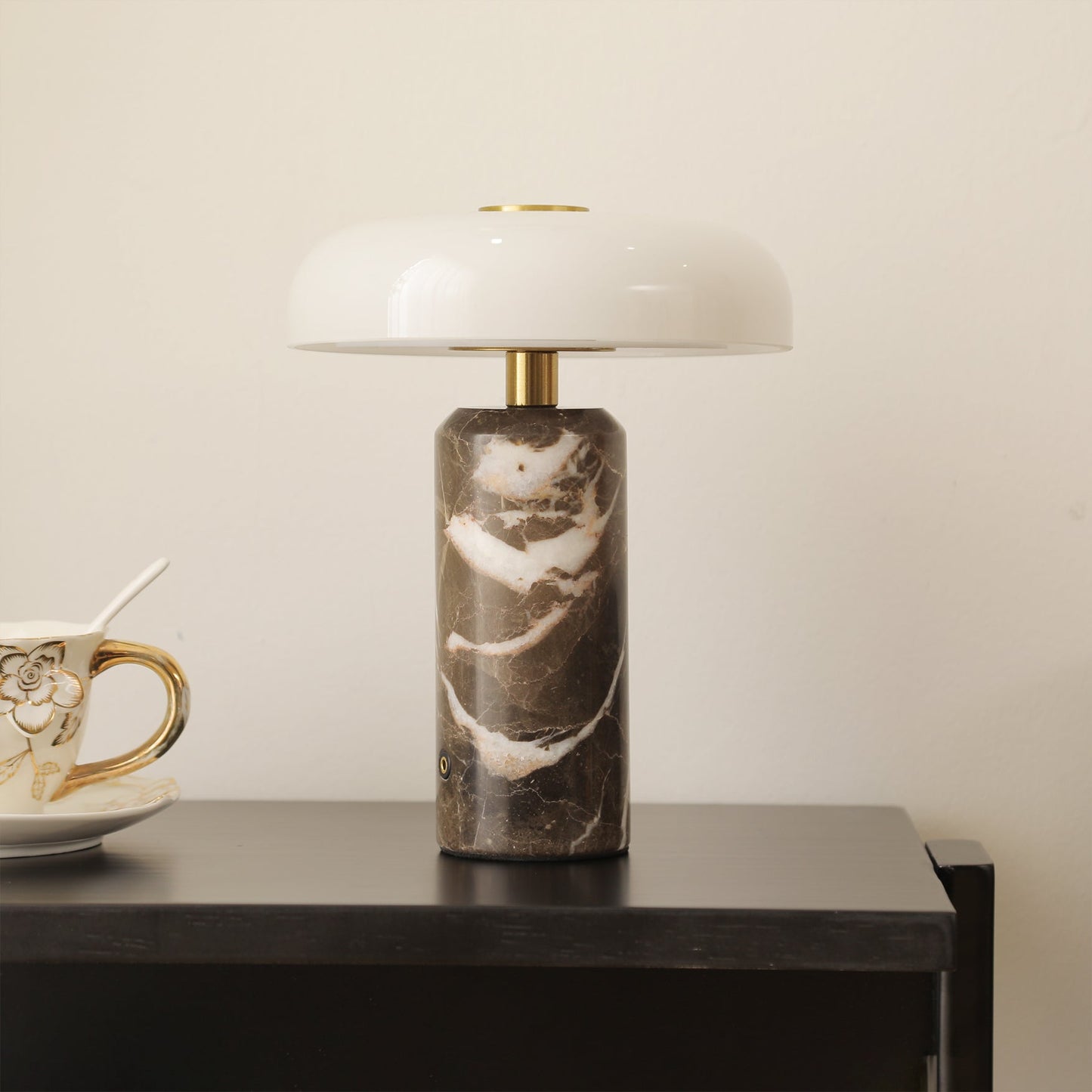 Marble and Glass Cordless Table Lamp