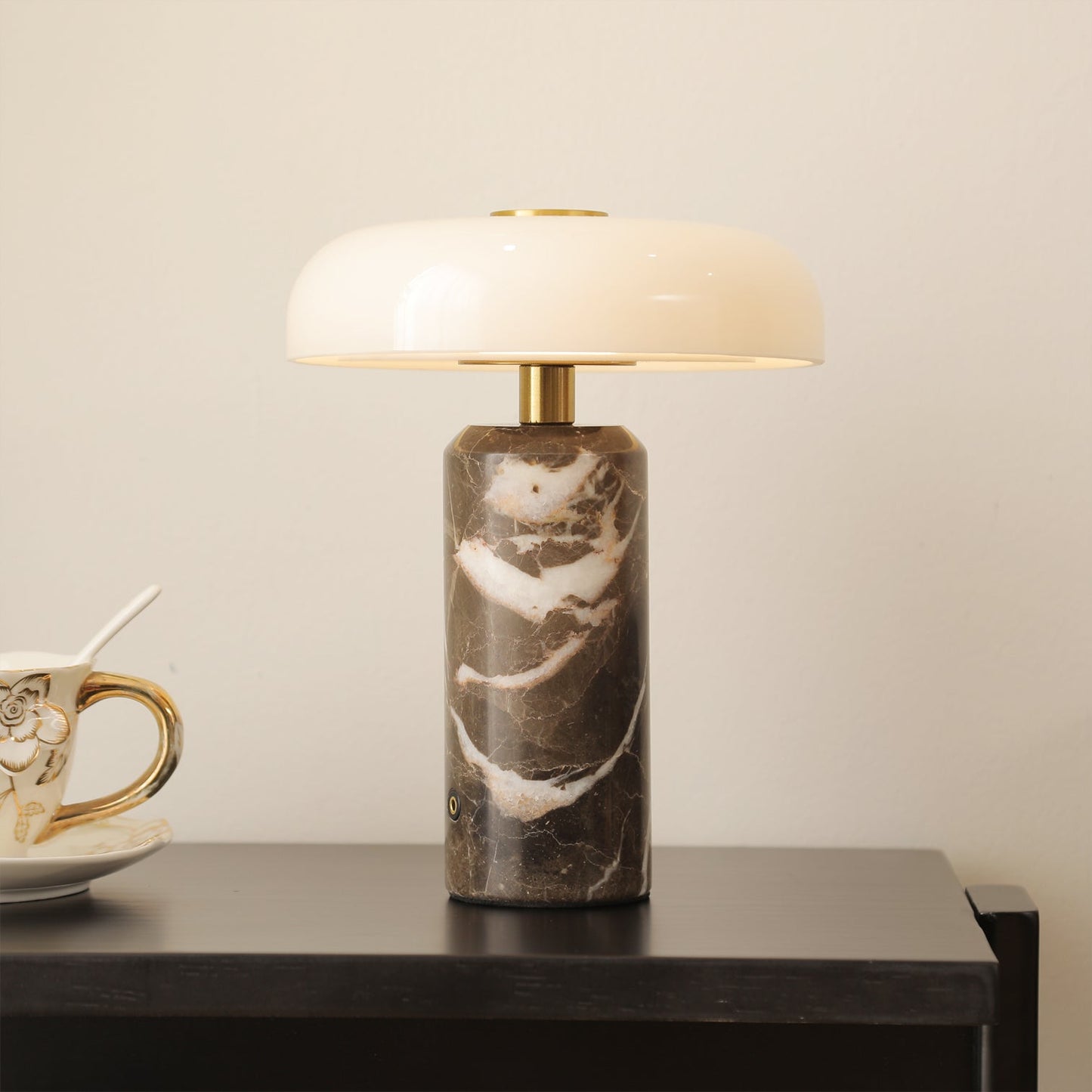 Marble and Glass Cordless Table Lamp