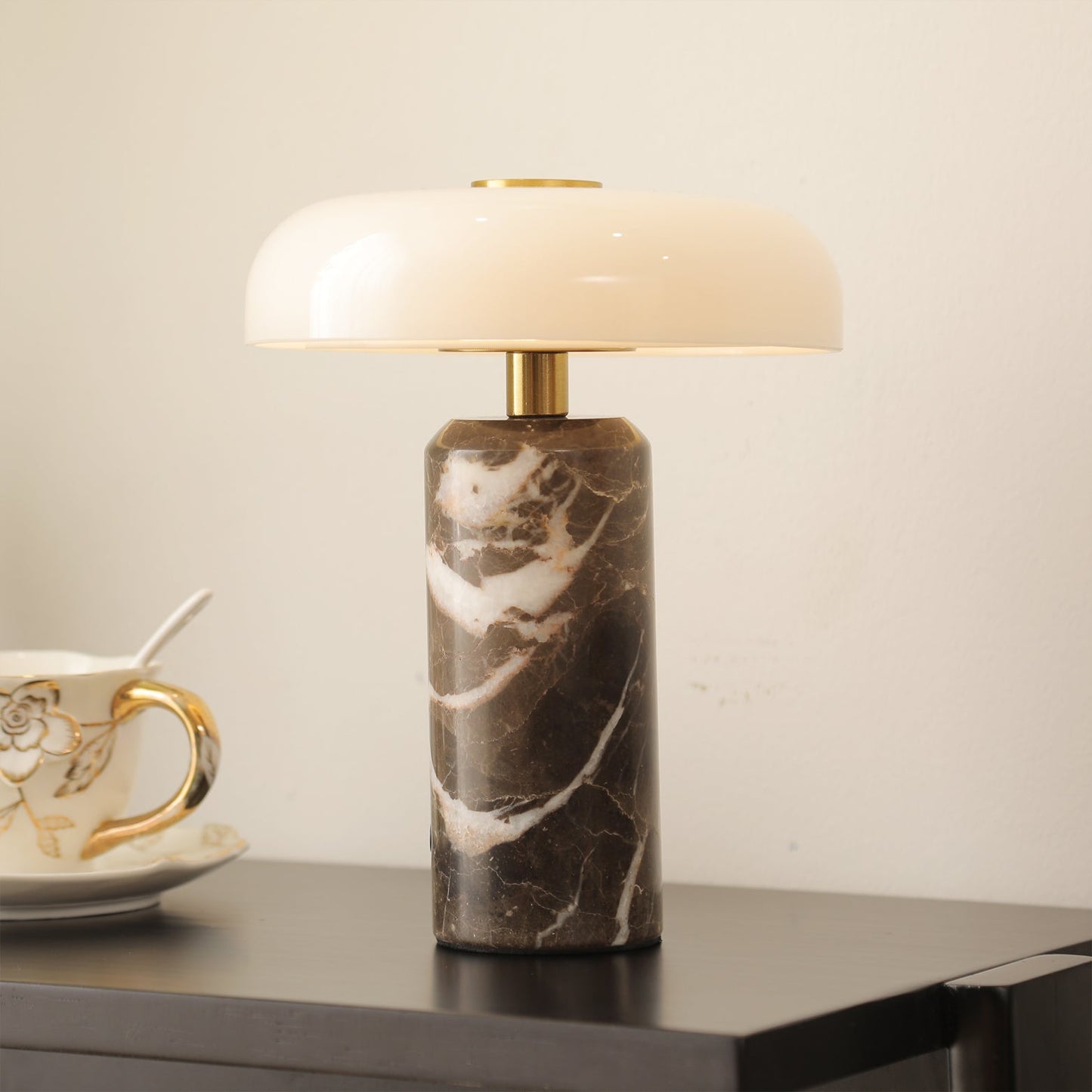 Marble and Glass Cordless Table Lamp