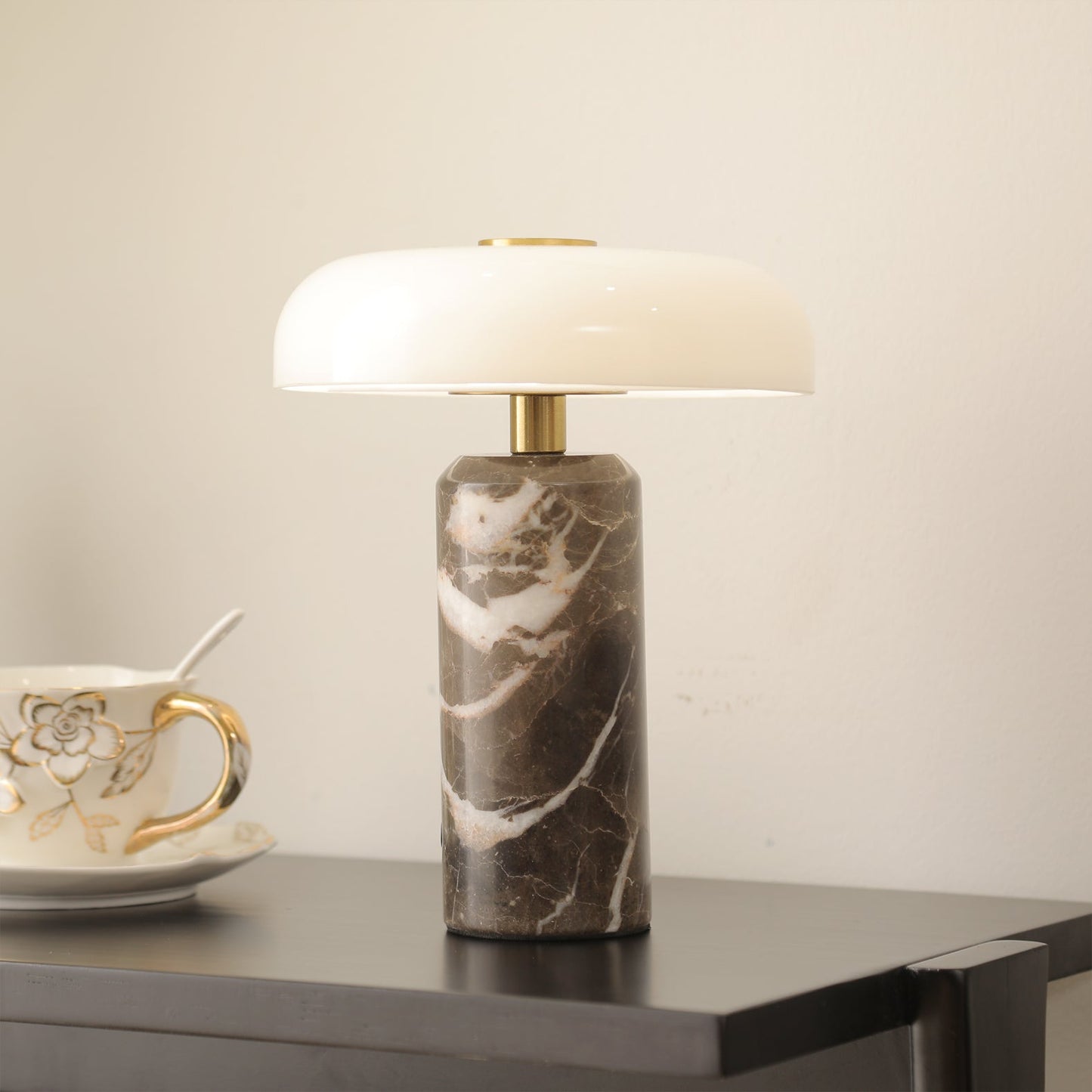 Marble and Glass Cordless Table Lamp
